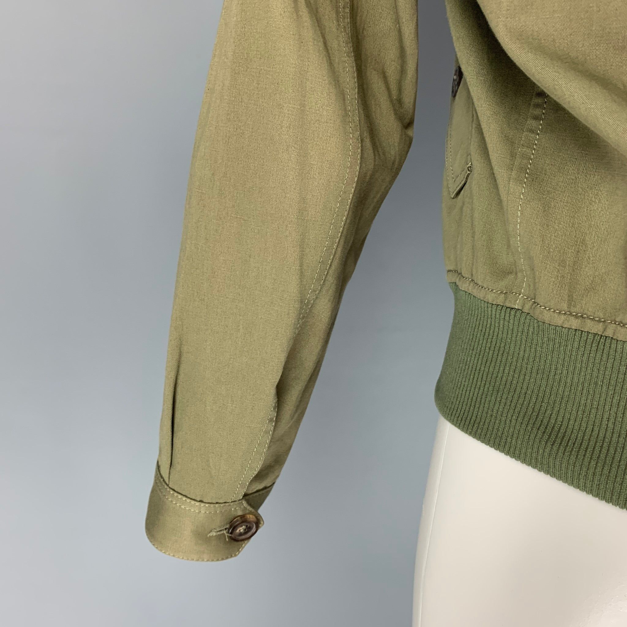 Roberto Cavalli 2016 Green Beaded Cotton Linen Zip Up Jacket Size US S / EU 44-46 / 1 - 4 Thumbnail