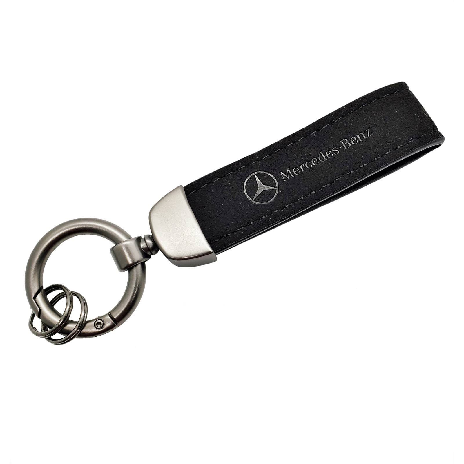 Mercedes Benz Keyfob Keychain Mercedes Black Suede Engraved Logo ...