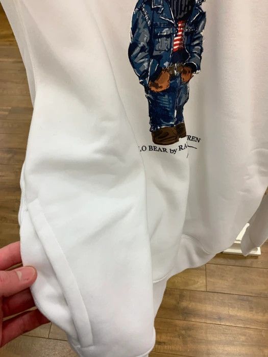 Polo Ralph Lauren Deadstock Polo Bear USA Flag Denim Bear Graphic Hoodie Size US L / EU 52-54 / 3 - 4 Thumbnail