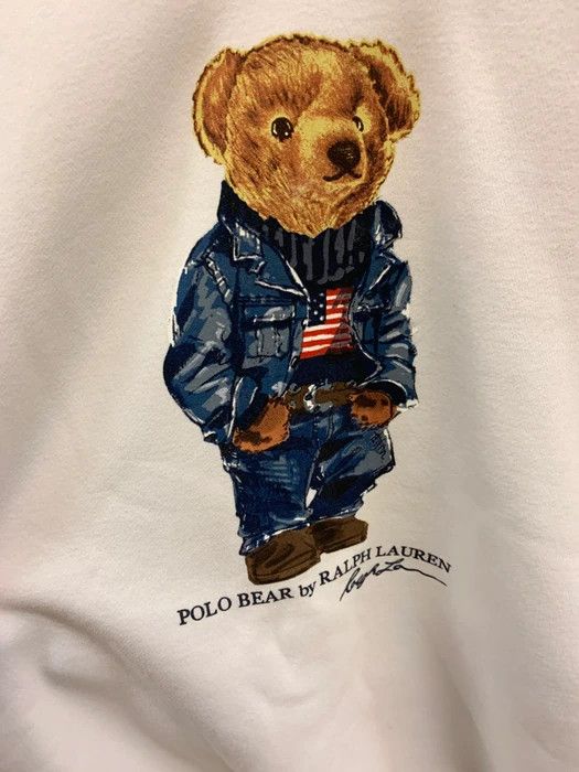 Polo Ralph Lauren Deadstock Polo Bear USA Flag Denim Bear Graphic Hoodie Size US L / EU 52-54 / 3 - 2 Thumbnail