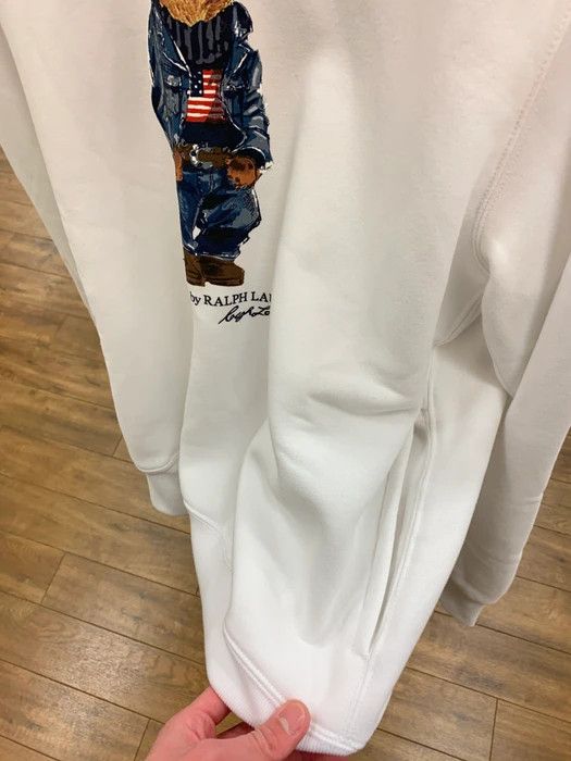 Polo Ralph Lauren Deadstock Polo Bear USA Flag Denim Bear Graphic Hoodie Size US L / EU 52-54 / 3 - 5 Thumbnail