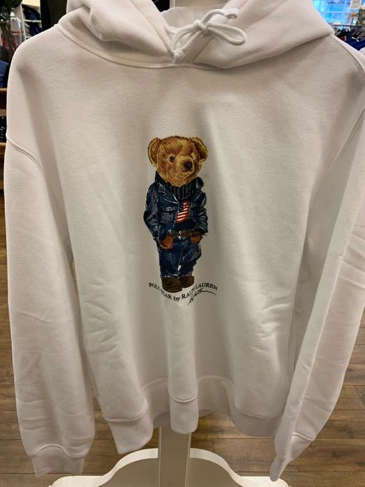 Polo Ralph Lauren Deadstock Polo Bear USA Flag Denim Bear Graphic Hoodie Size US L / EU 52-54 / 3 - 1 Thumbnail