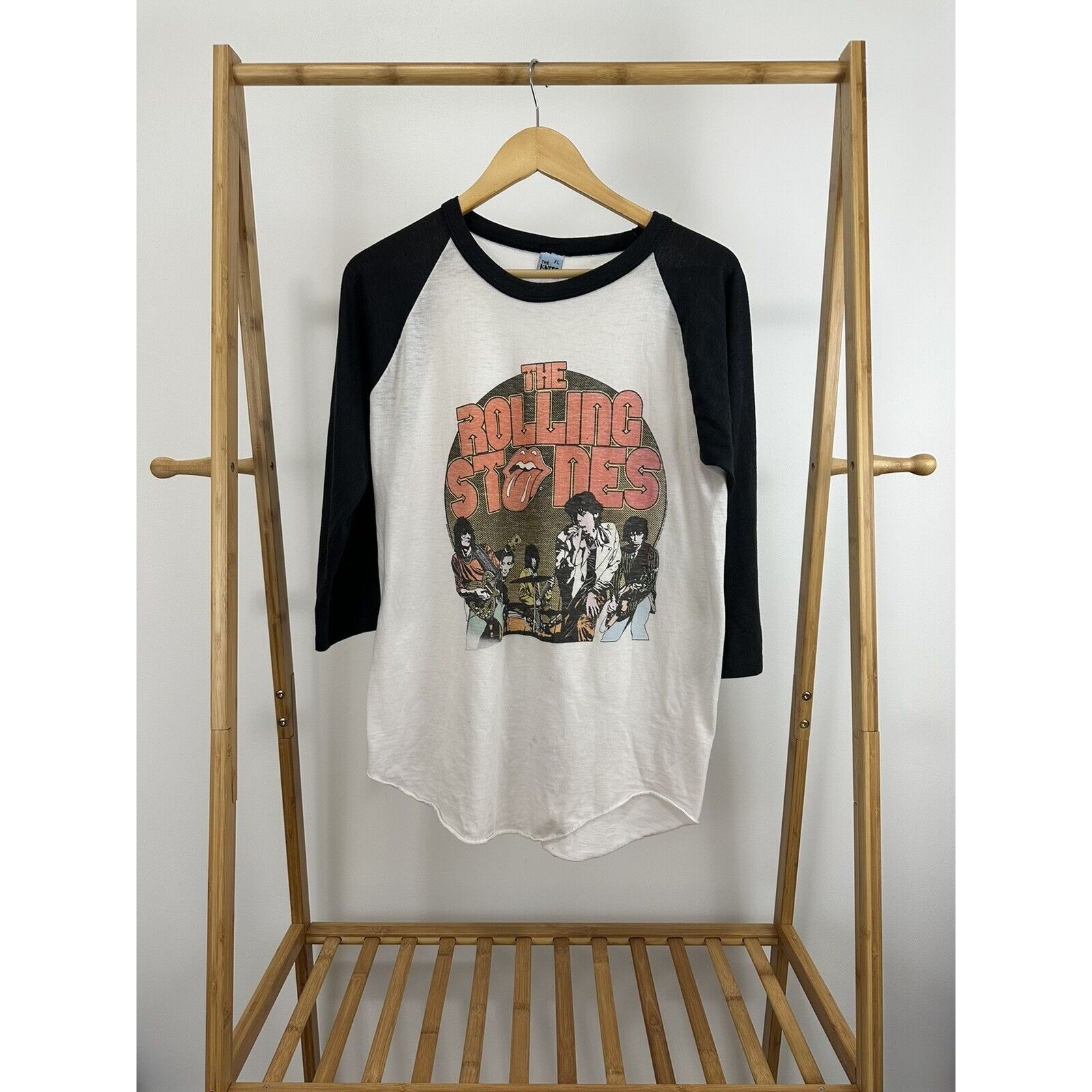 VTG The Rolling Stones 80s Raglan Burn Out Thin T-Shirt XL