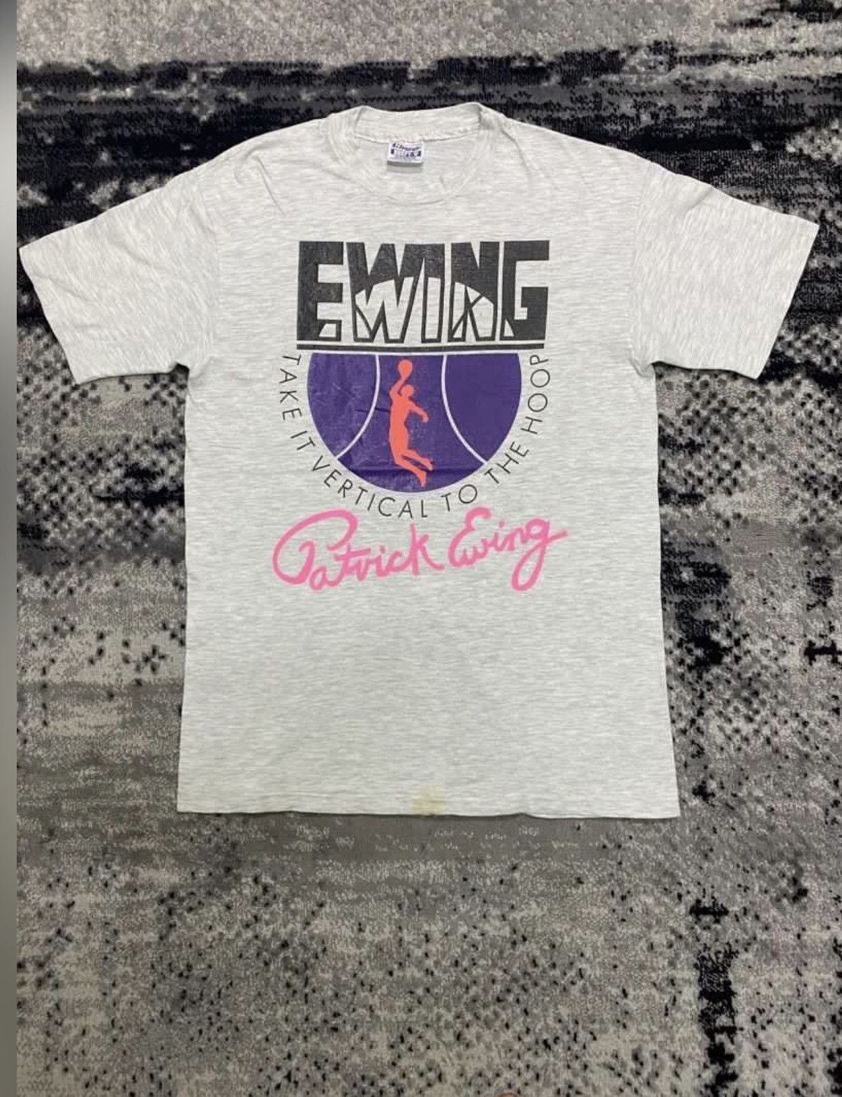 Super rare VINTAGE 80s PACTRICK EWING PROMO SHIRT over print