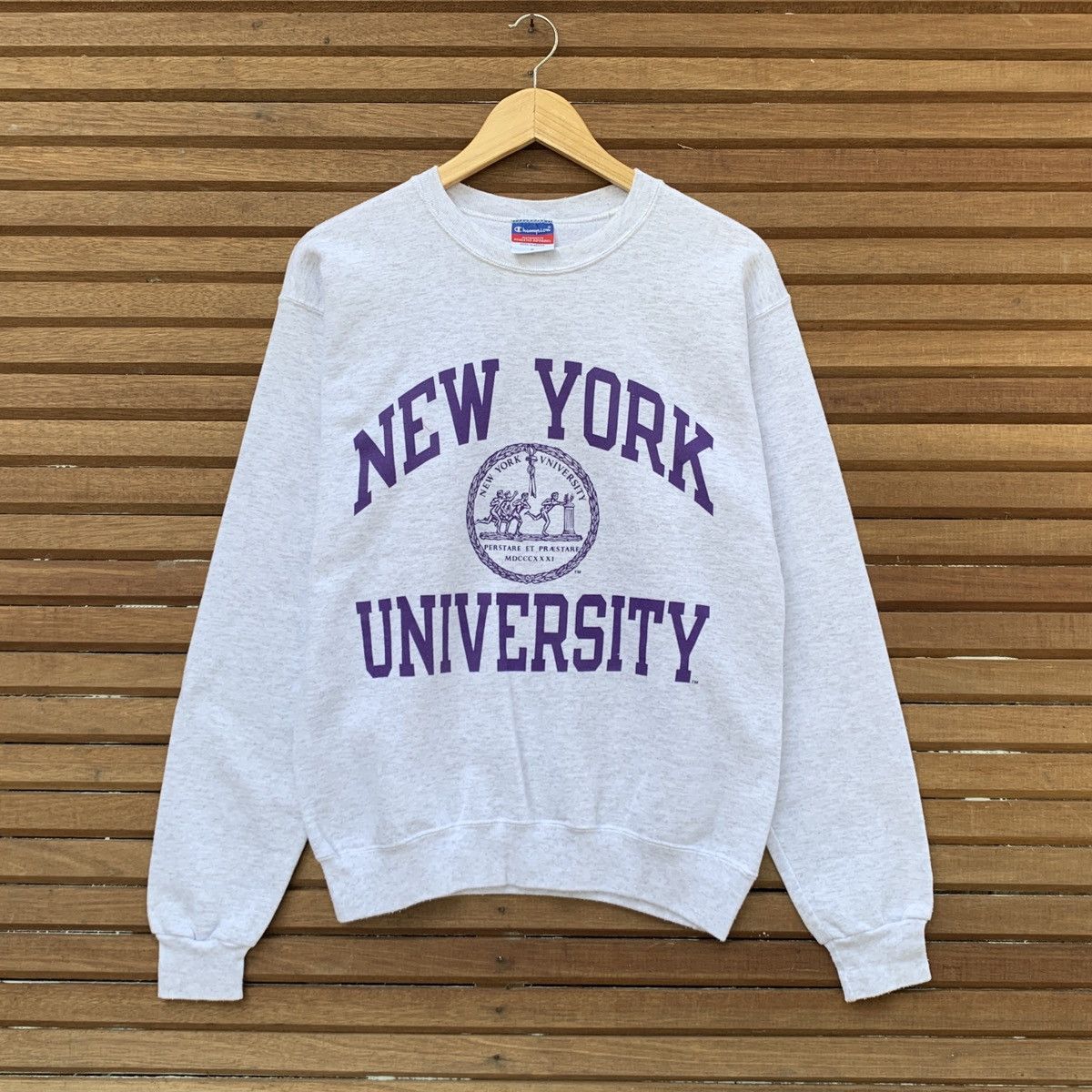 image of American College x Champion Vintage Champion X New York University Nyu Big Logo in Grey, Women's (S