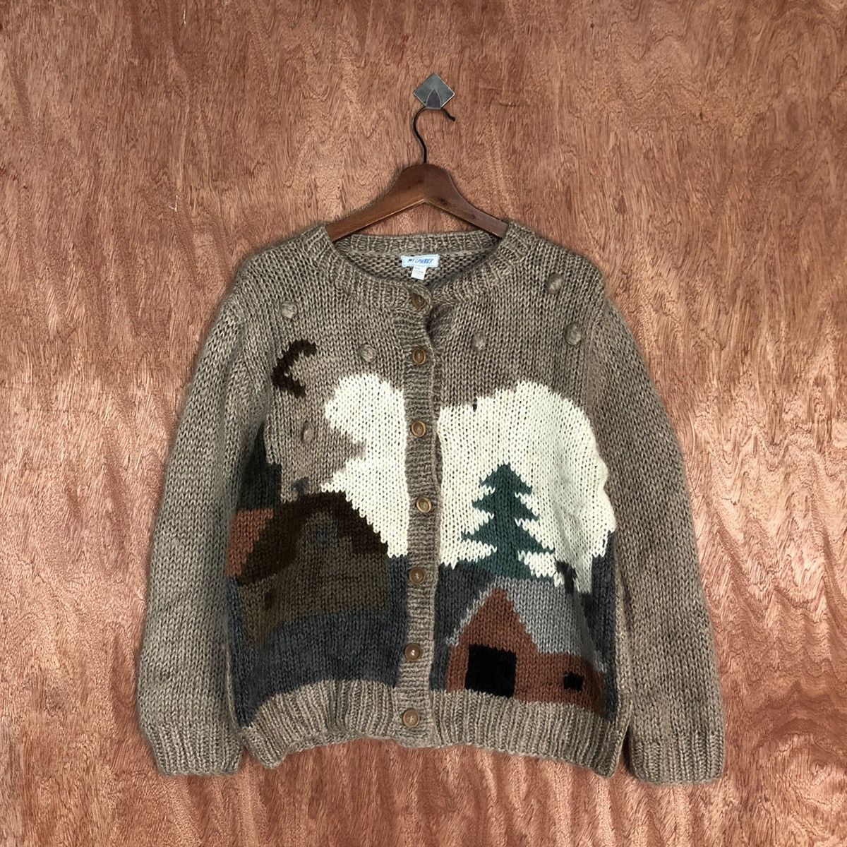 Homespun Knitwear My Lawrier Brown art mohair cardigan Knitwear #H232 Size US S / EU 44-46 / 1 - 3 Thumbnail
