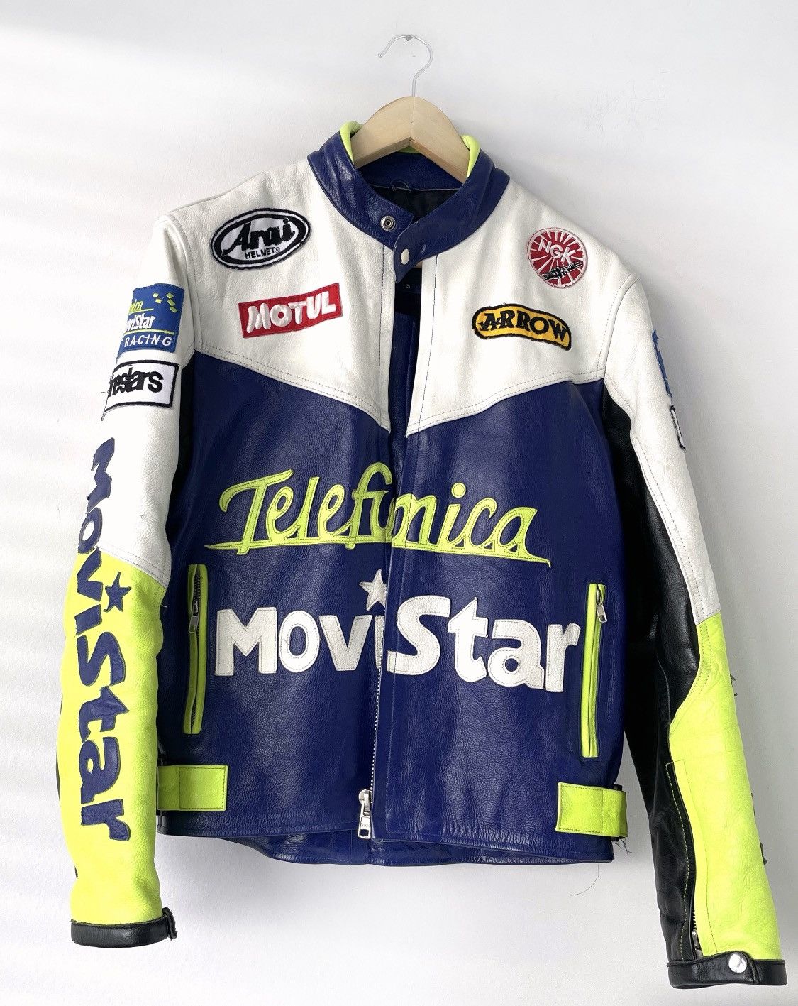Vintage Vintage Movistar Leather Racing Jacket Size US S / EU 44-46 / 1 - 1 Thumbnail