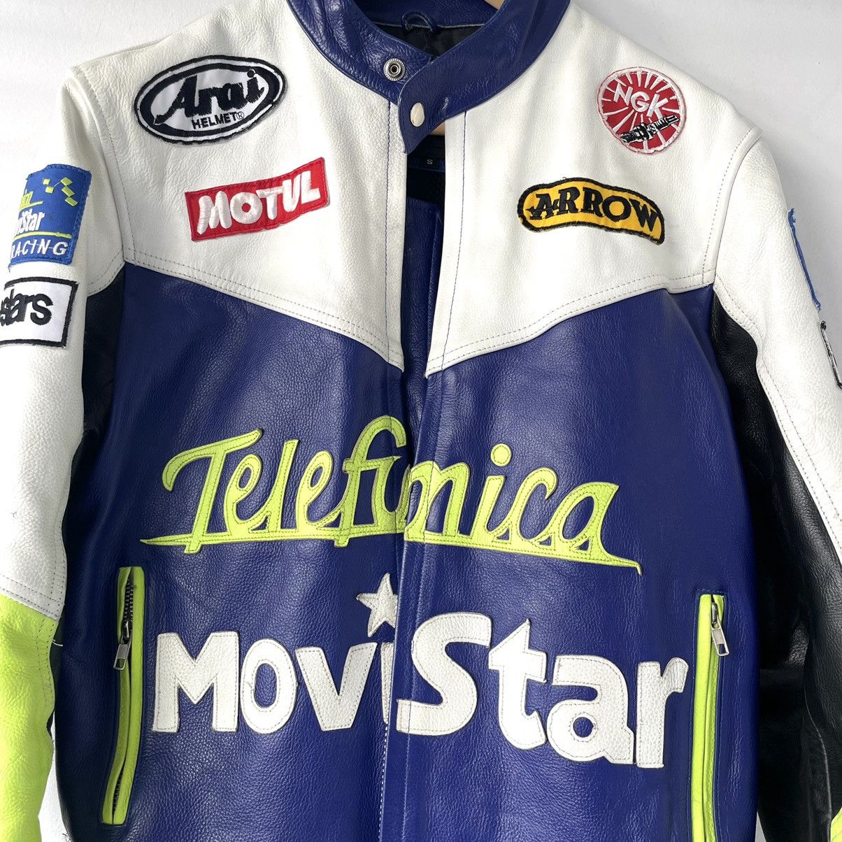 Vintage Vintage Movistar Leather Racing Jacket Size US S / EU 44-46 / 1 - 2 Thumbnail