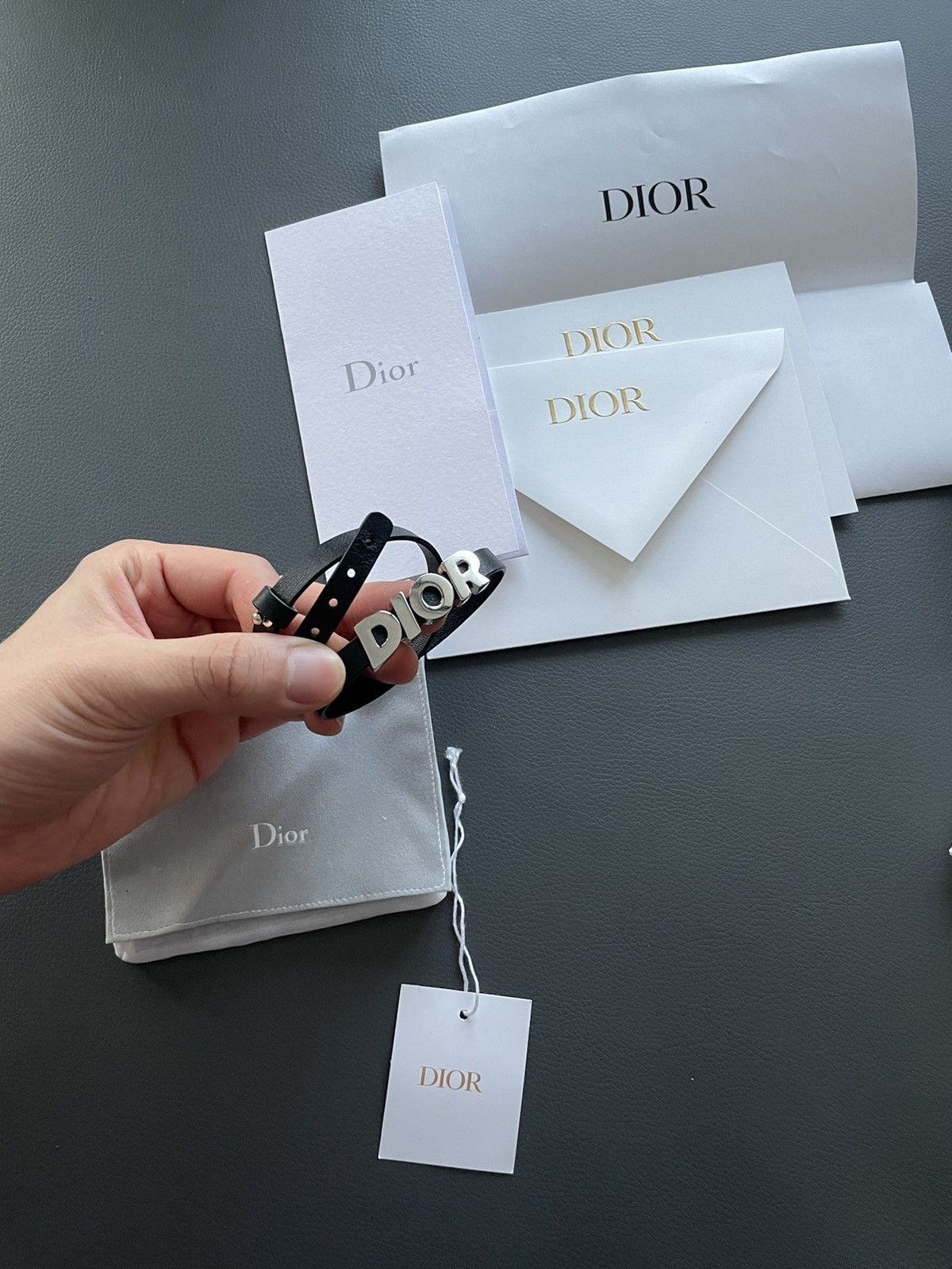 Dior Super Runway Limited Edition Silver Logo Leather Bracelet Size ONE SIZE - 6 Thumbnail