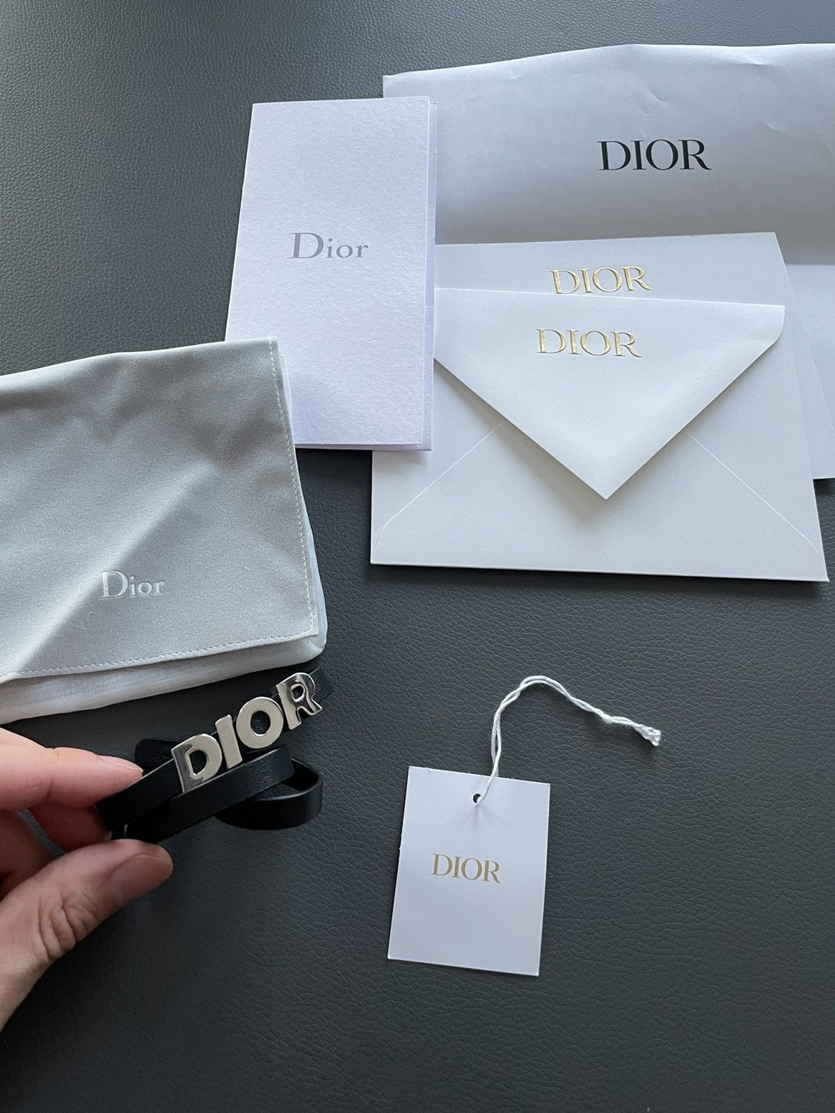 Dior Super Runway Limited Edition Silver Logo Leather Bracelet Size ONE SIZE - 2 Thumbnail