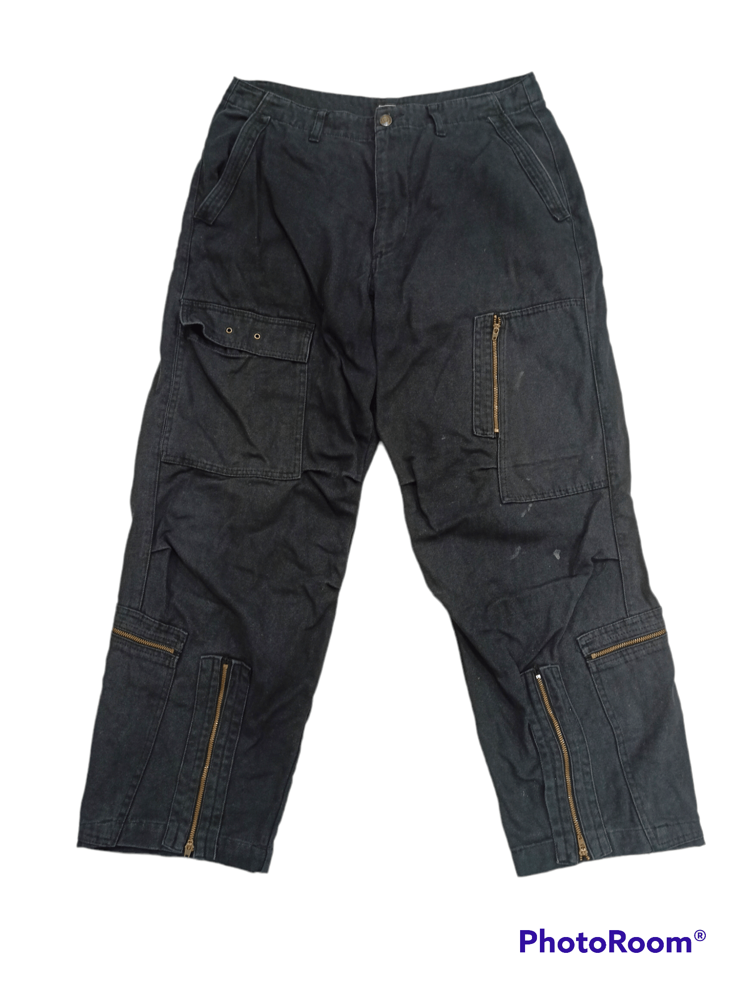 image of Workers Amore Puro Multipocket Zipper Workwear Cargo Pants in Dark Blue, Men's (Size 33)