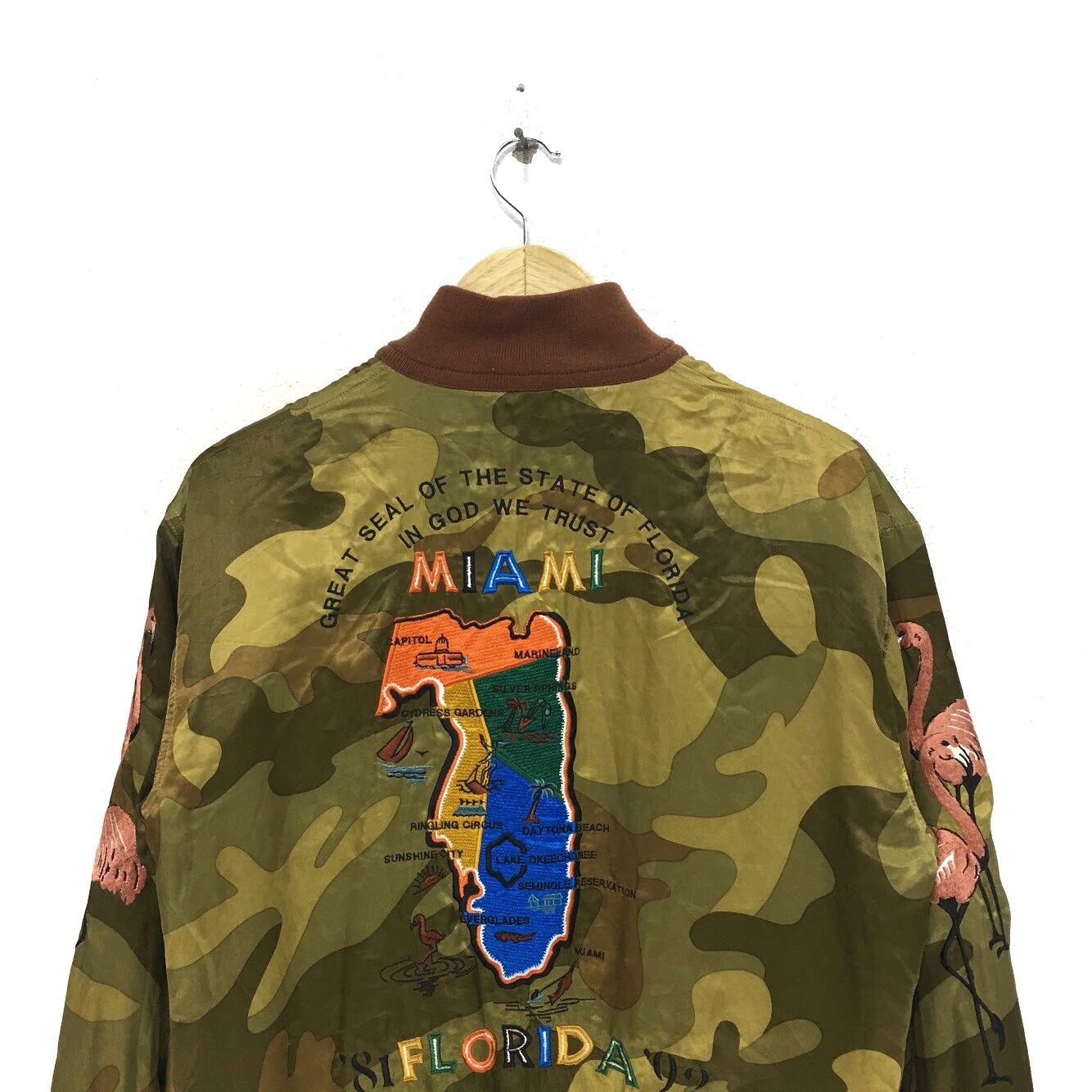 Japanese Brand Vtg NICOLE SUKAJAN Flight Jacket Camo Reversible Flamingo Size M / US 6-8 / IT 42-44 - 5 Thumbnail