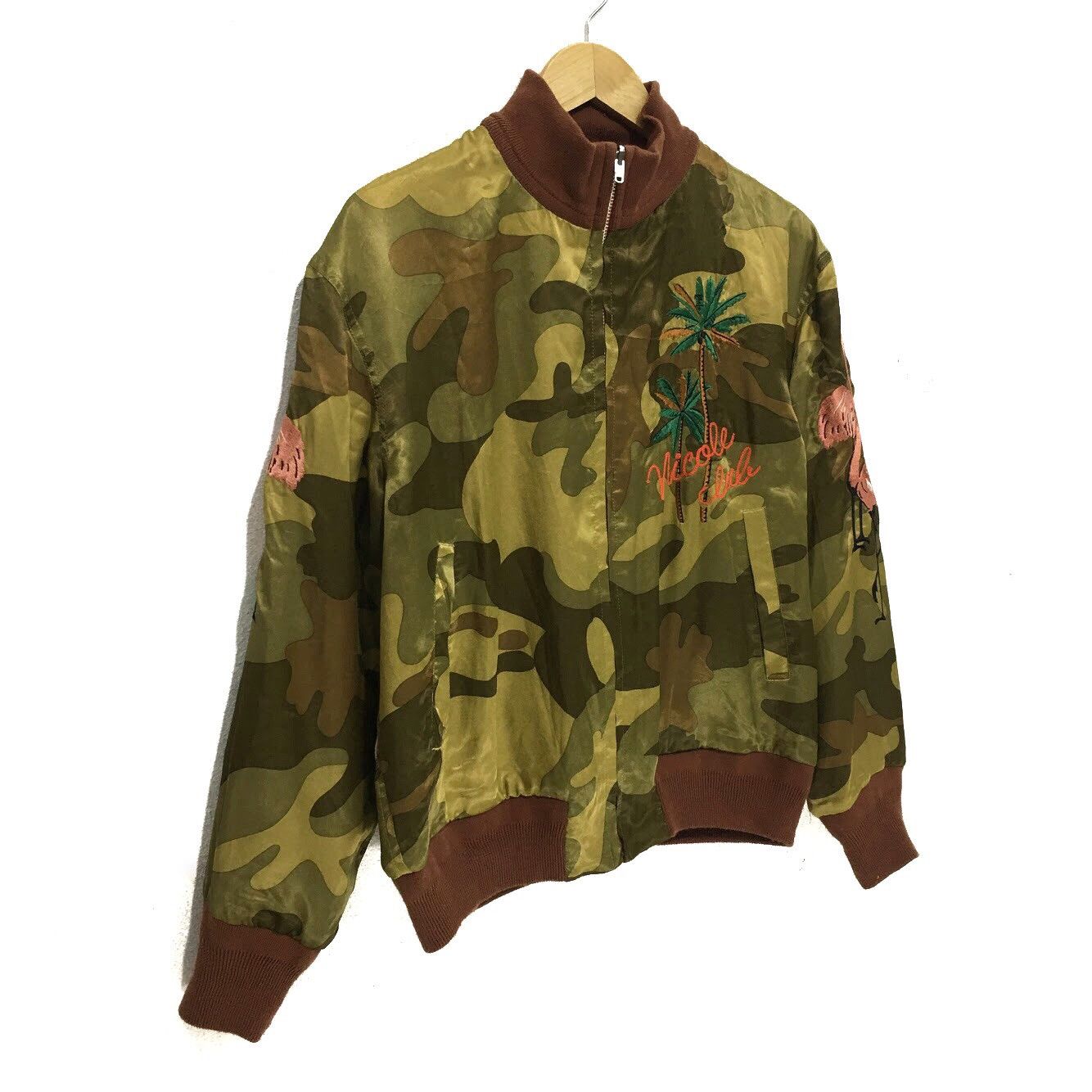 Japanese Brand Vtg NICOLE SUKAJAN Flight Jacket Camo Reversible Flamingo Size M / US 6-8 / IT 42-44 - 10 Thumbnail