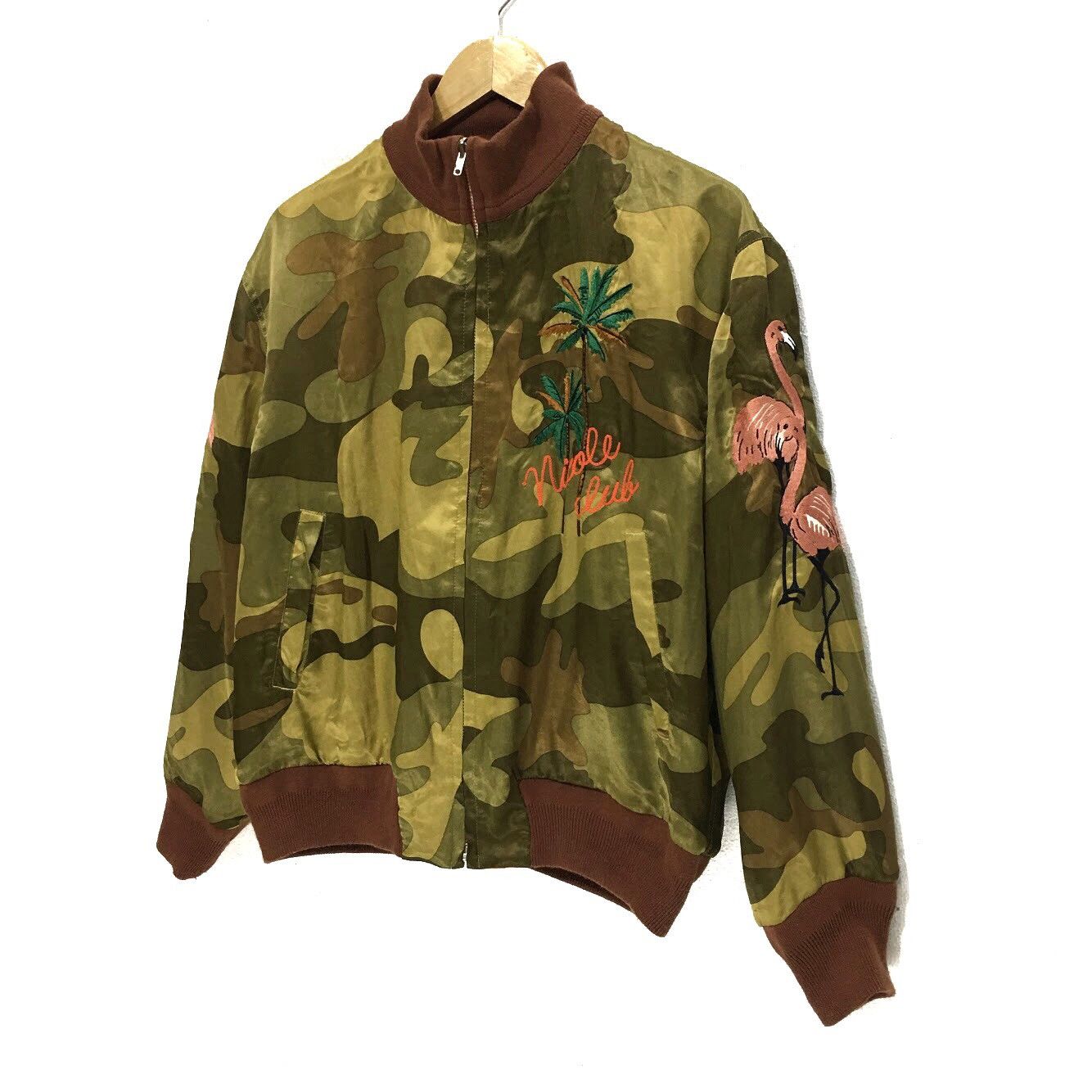 Japanese Brand Vtg NICOLE SUKAJAN Flight Jacket Camo Reversible Flamingo Size M / US 6-8 / IT 42-44 - 11 Thumbnail