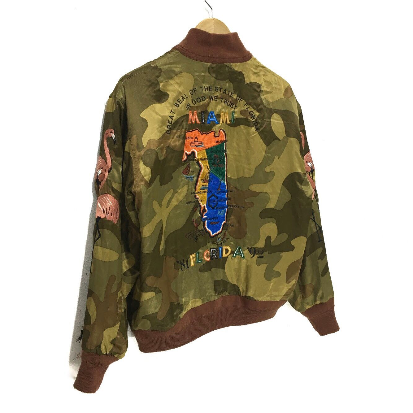 Japanese Brand Vtg NICOLE SUKAJAN Flight Jacket Camo Reversible Flamingo Size M / US 6-8 / IT 42-44 - 9 Thumbnail