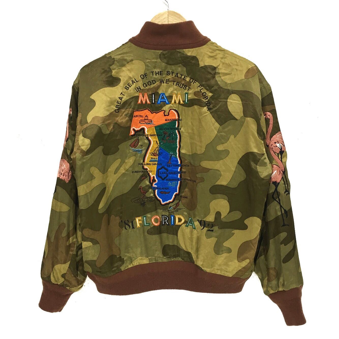 Japanese Brand Vtg NICOLE SUKAJAN Flight Jacket Camo Reversible Flamingo Size M / US 6-8 / IT 42-44 - 3 Thumbnail