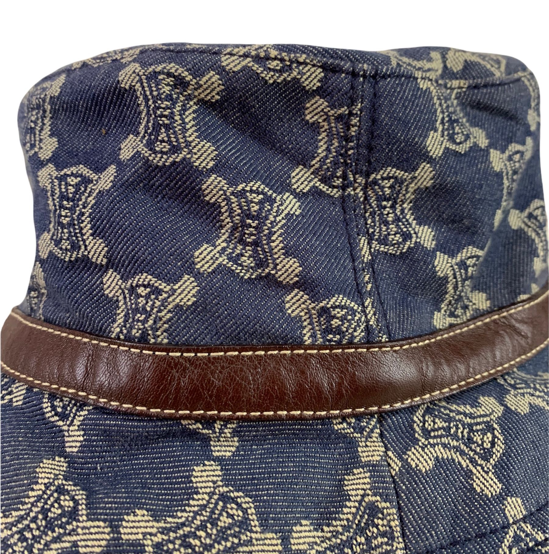 Celine × Designer Celine macadam pattern indigo canvas leather bucket hat Size ONE SIZE - 4 Thumbnail