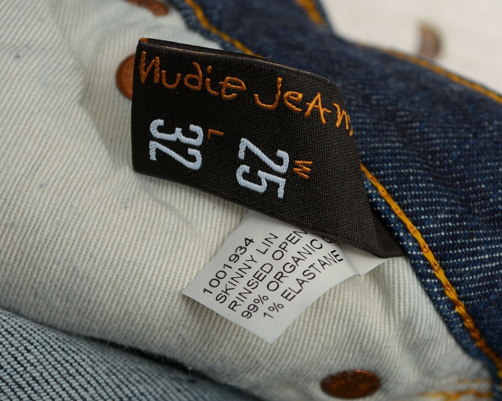 Indigo × Nudie Jeans Skinny Lin Women W25L32 Low Rise Pants Trousers Stretch Slim Size 25" / US 0 / IT 36 - 6 Thumbnail