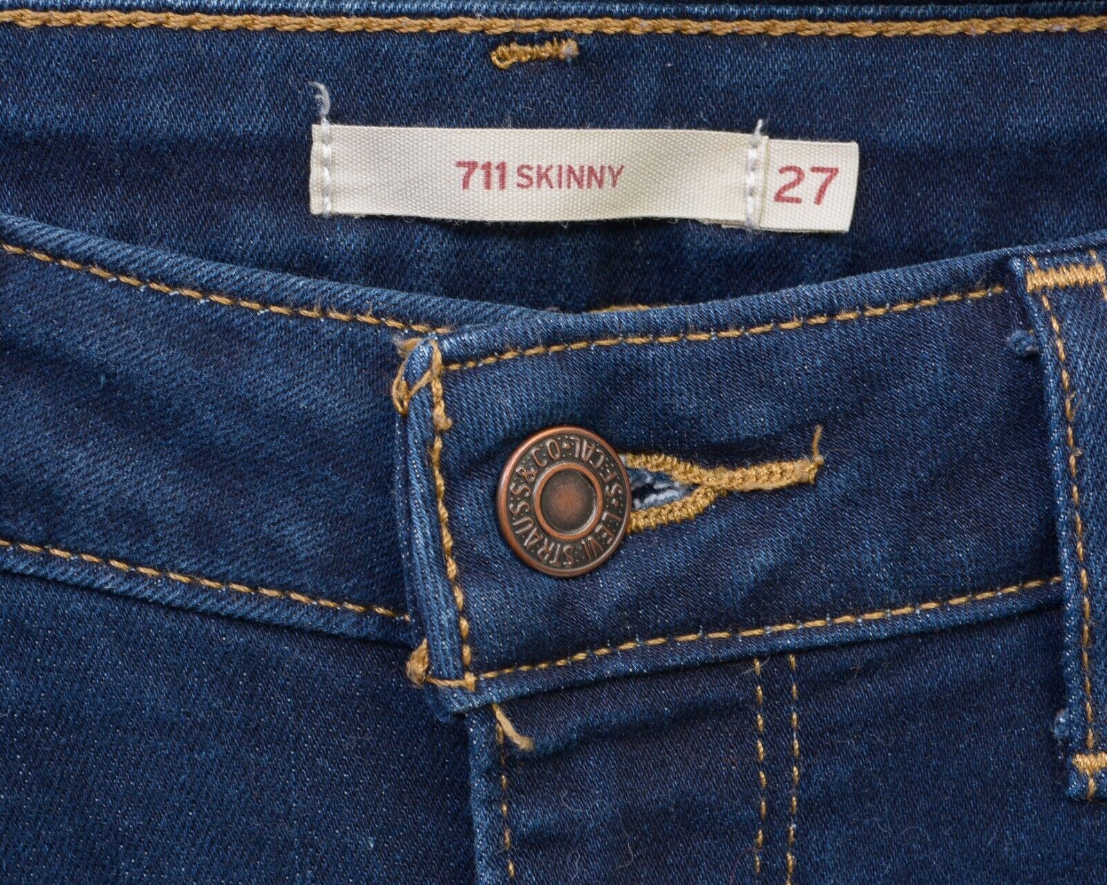 Levi's 711 Skinny Womens W27 L28 Mid Rise Jeans Trousers Slim Pants Size 27" / US 4 / IT 40 - 3 Thumbnail