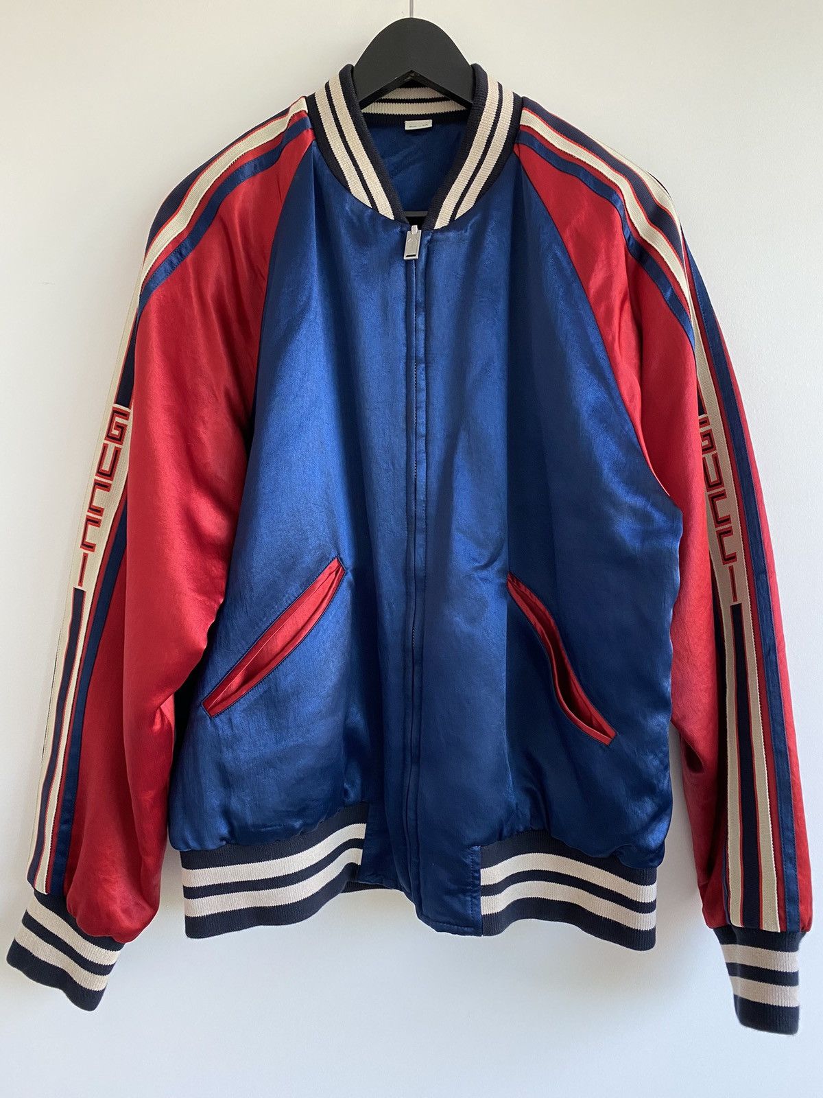 Acetate bomber shop with gucci stripe