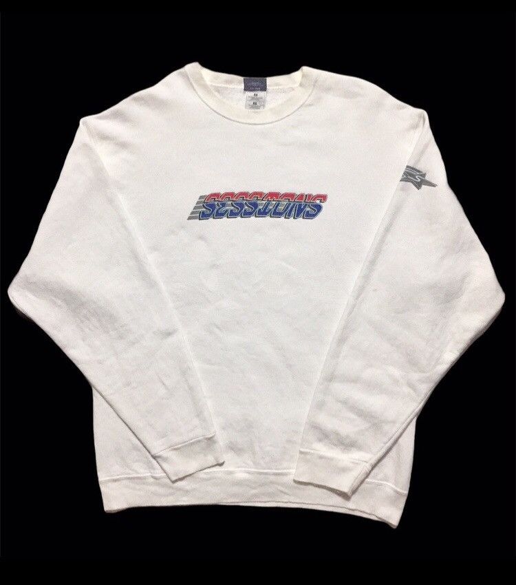 VINTAGE 90s SESSIONS SKATEBOARDS BIG LOGO BRAND SWEATSHIRT