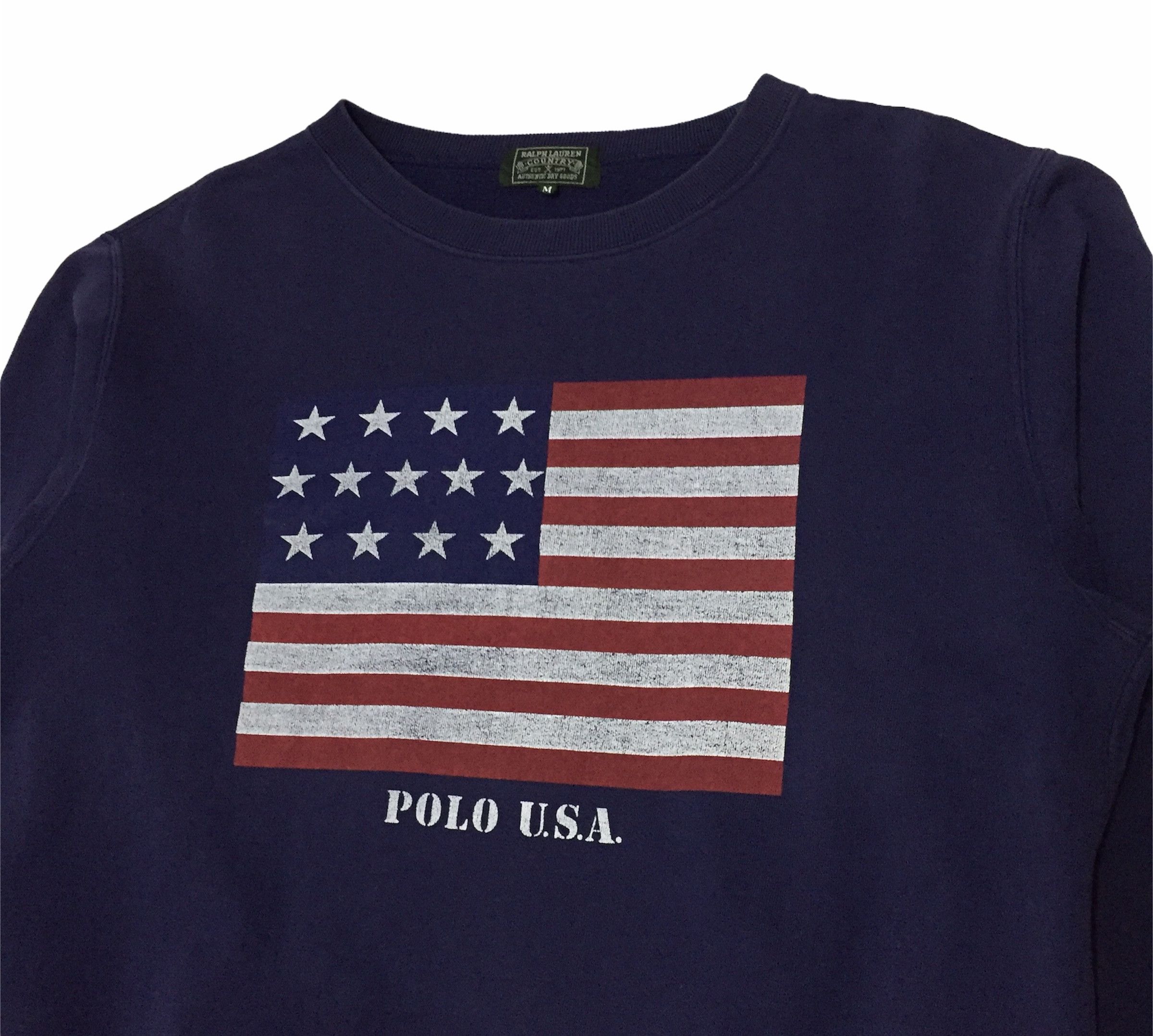 Polo Ralph Lauren VINTAGE 90s POLO COUNTRY RALPH LAUREN USA FLAG SWEATSHIRT Size US M / EU 48-50 / 2 - 5 Thumbnail