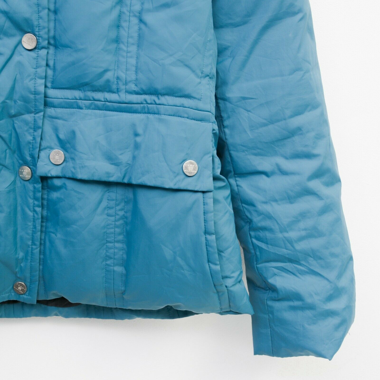 Tommy Hilfiger Down Puffer L Women Jacket Padded Coat Winter Blue Outdoors Size L / US 10 / IT 46 - 3 Thumbnail