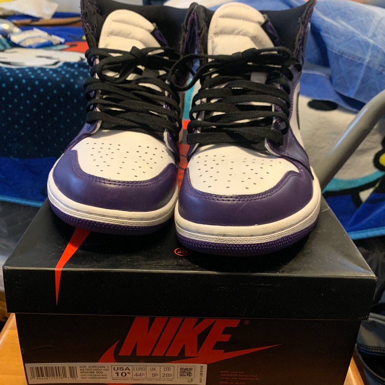 Jordan Brand Air Jordan 1 Court Purple Size US 10.5 / EU 43-44 - 1 Thumbnail