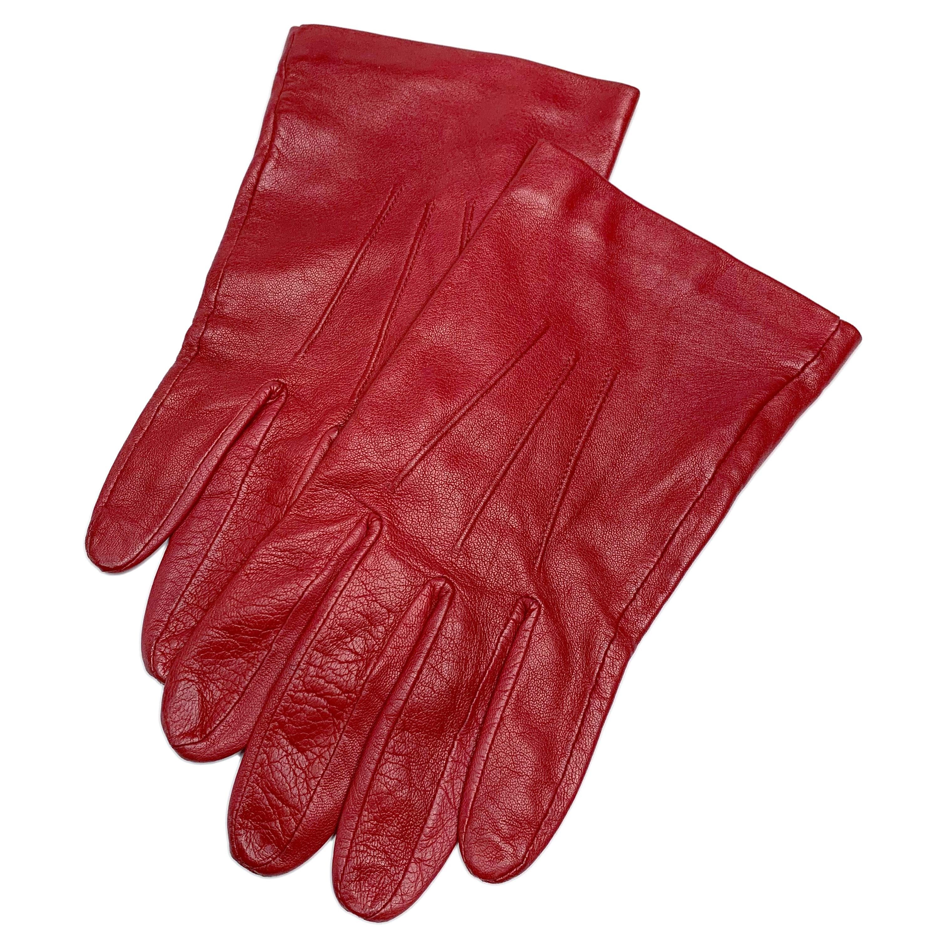 Pre-owned Yohji Yamamoto X Ys For Men Aw12 Lined Lambskin Leather Gloves In Red