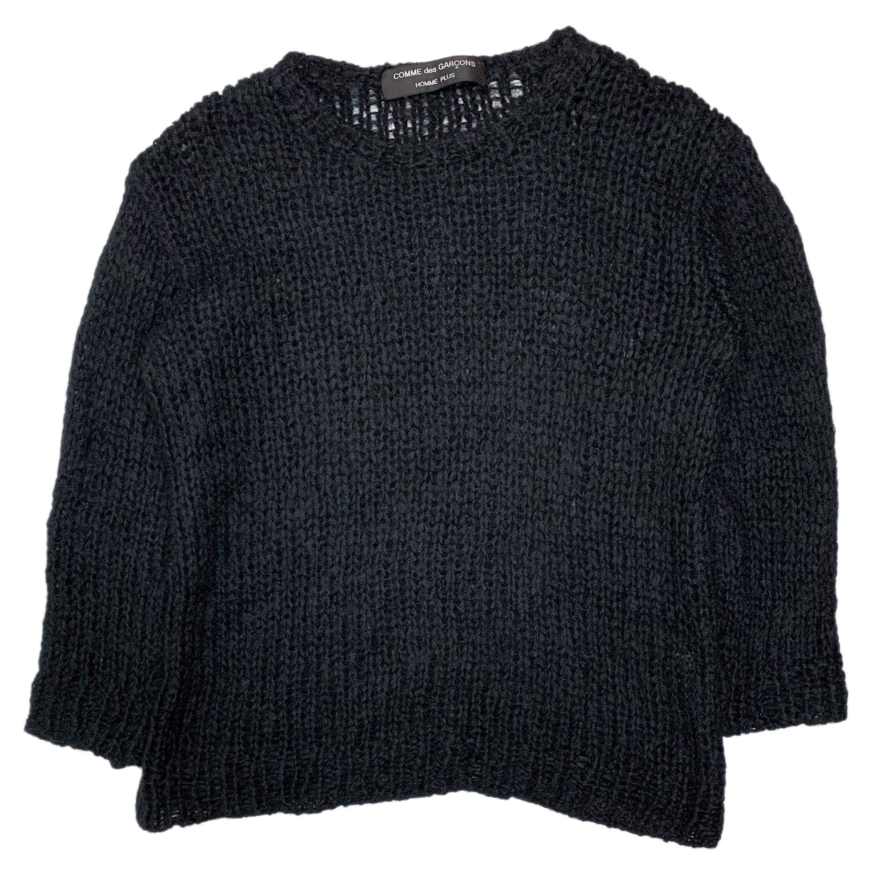 Pre-owned Comme Des Garcons X Comme Des Garcons Homme Plus Aw91 Mesh Knit Wool Sweater In Black