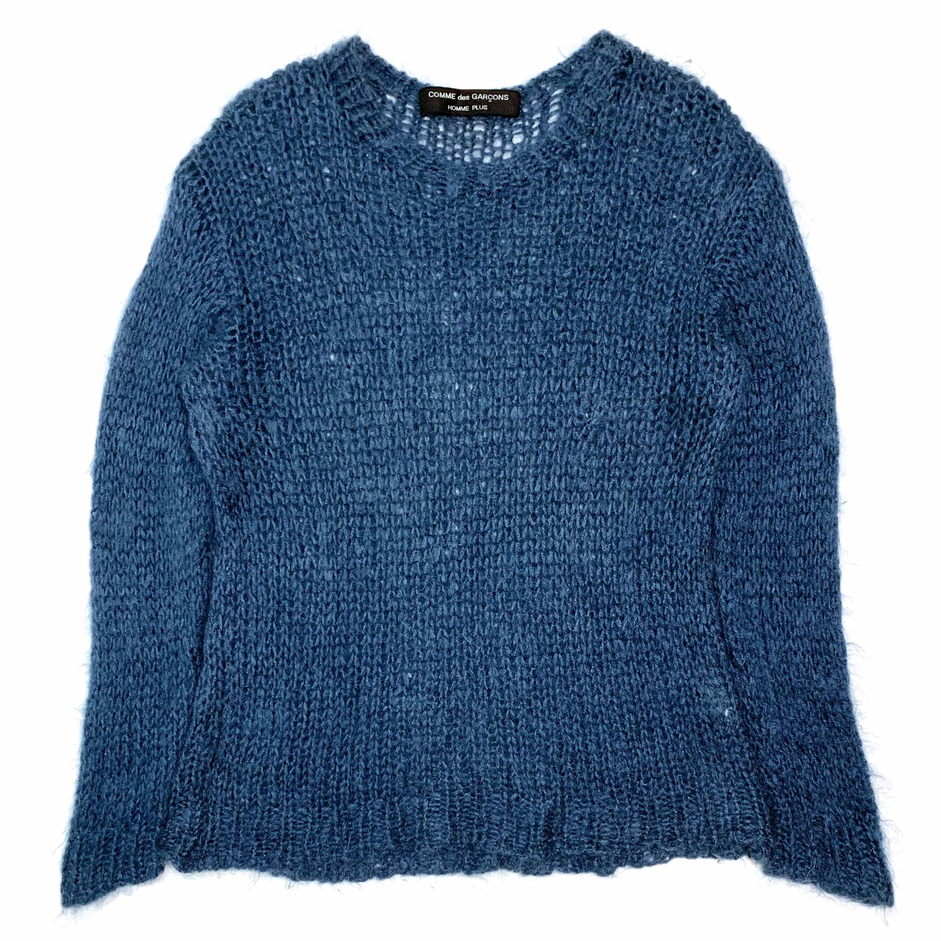 Pre-owned Comme Des Garcons X Comme Des Garcons Homme Plus Aw91 Mesh Knit Wool Sweater In Blue