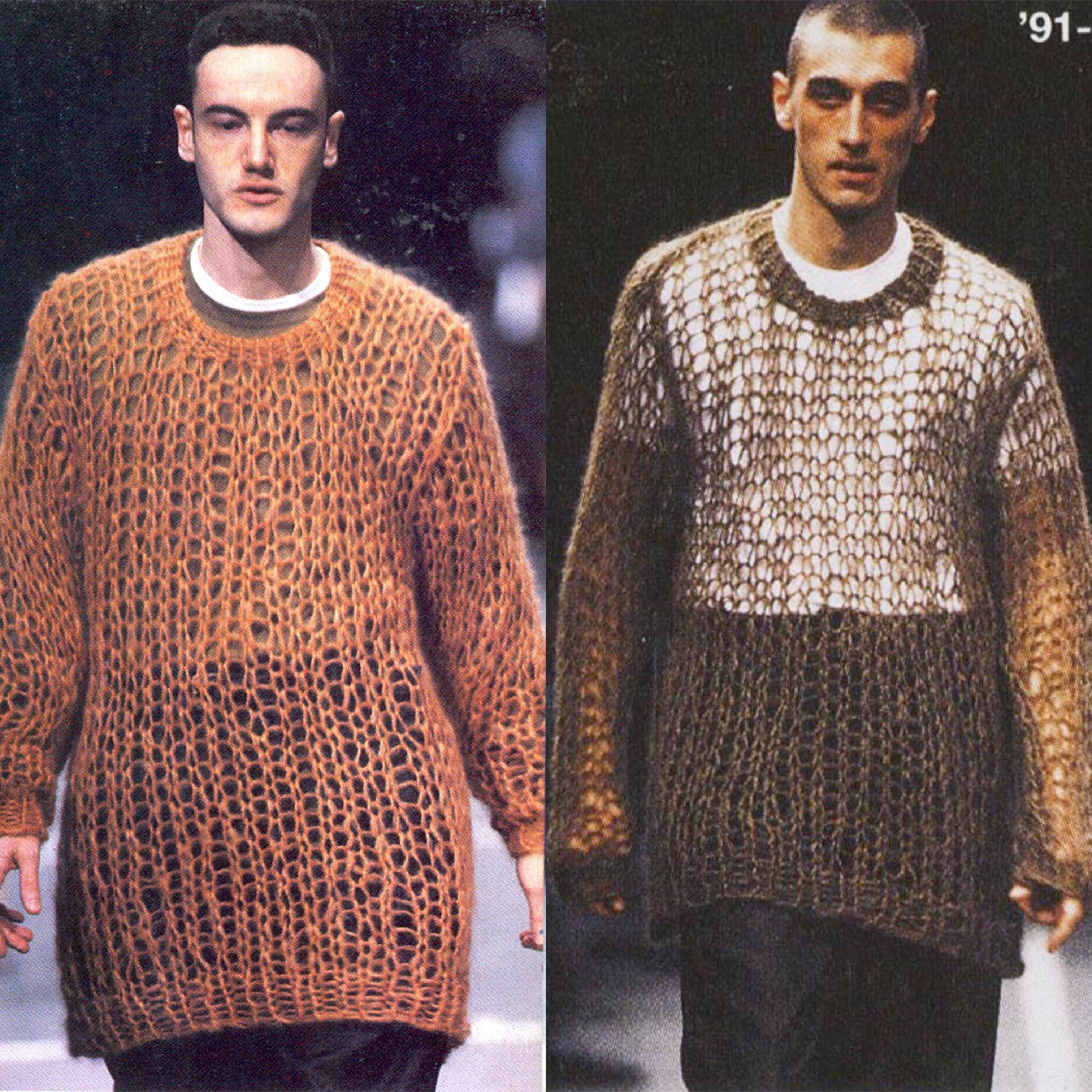 Comme des Garcons × Comme des Garcons Homme Plus AW91 Mesh Knit Wool Sweater Size US L / EU 52-54 / 3 - 7 Thumbnail