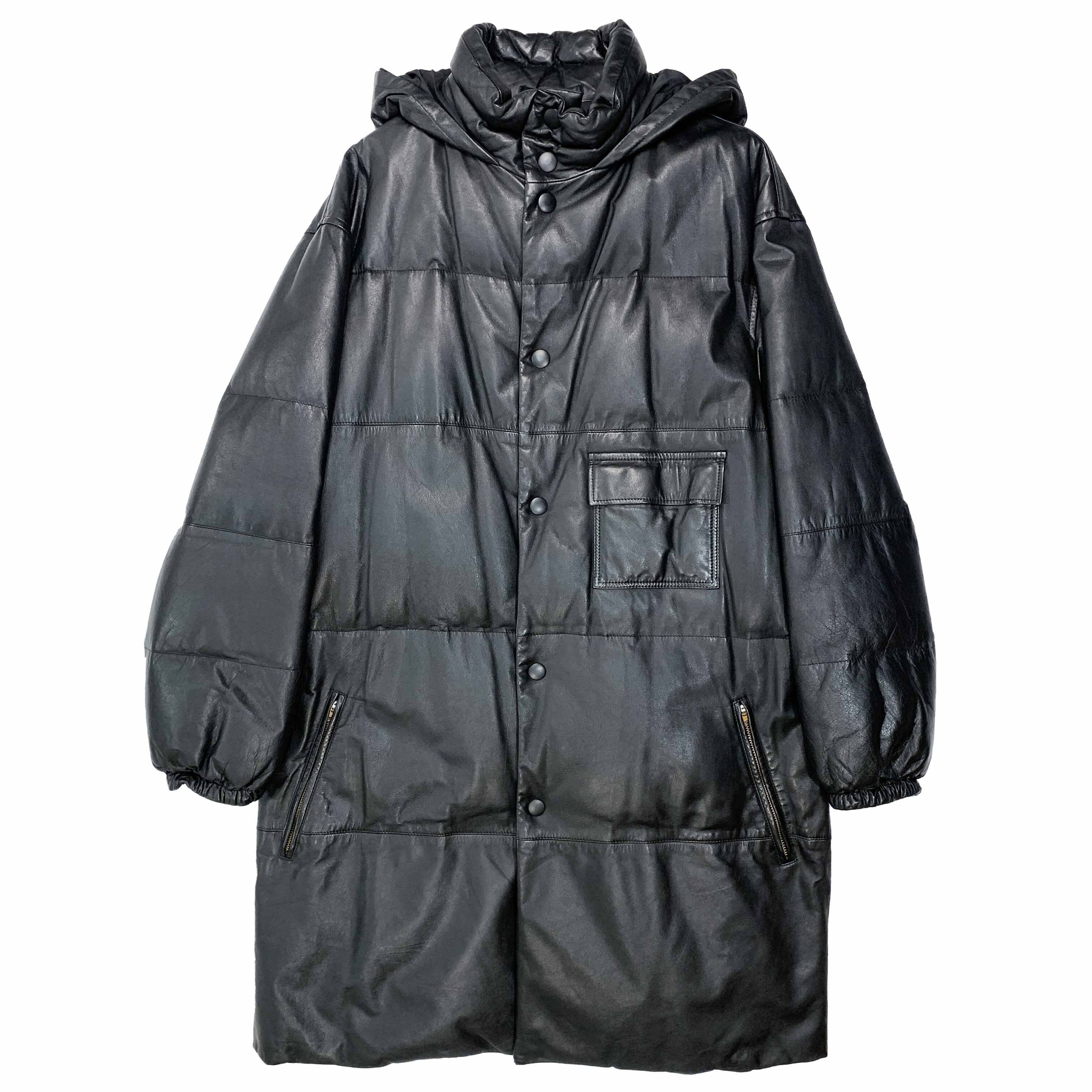Pre-owned Yohji Yamamoto X Ys For Men Aw92 Oversized Goose Down Leather Puffer Parka In Black