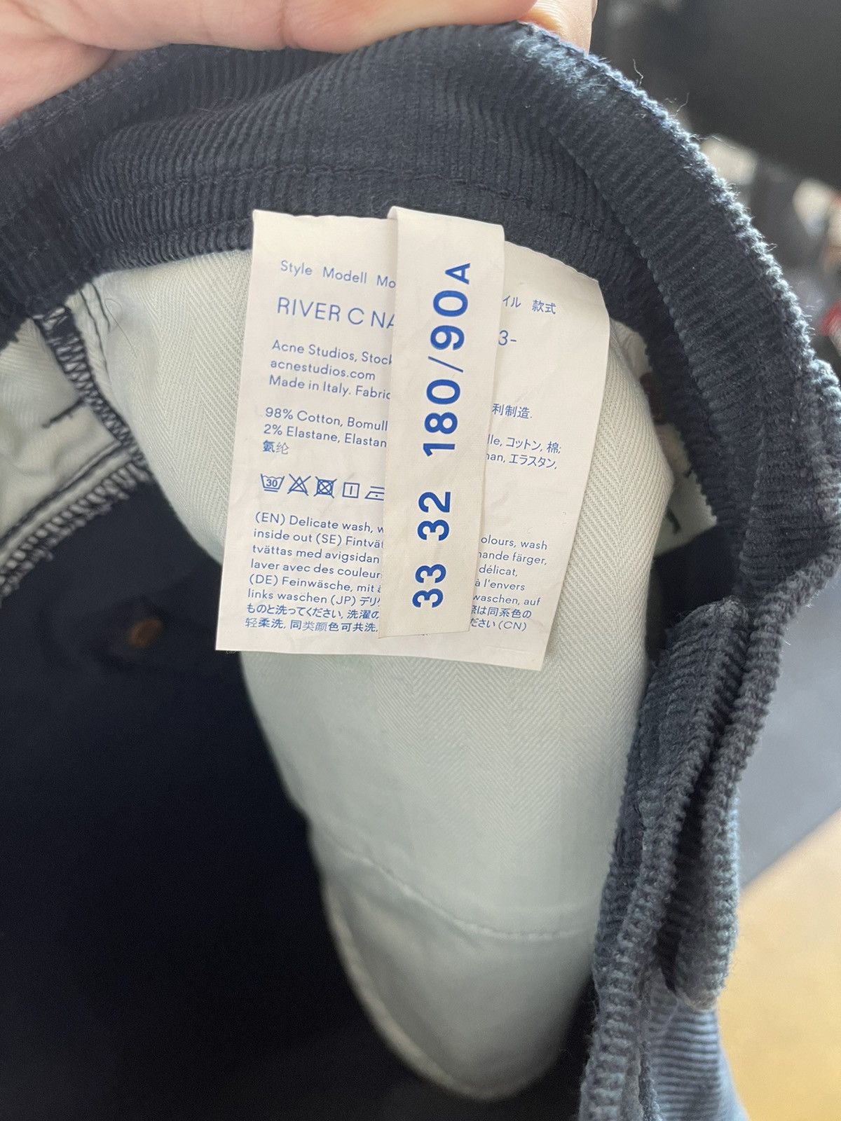 Acne Studios Acne Studios River Stay Navy Corduroy Size US 33 - 6 Thumbnail