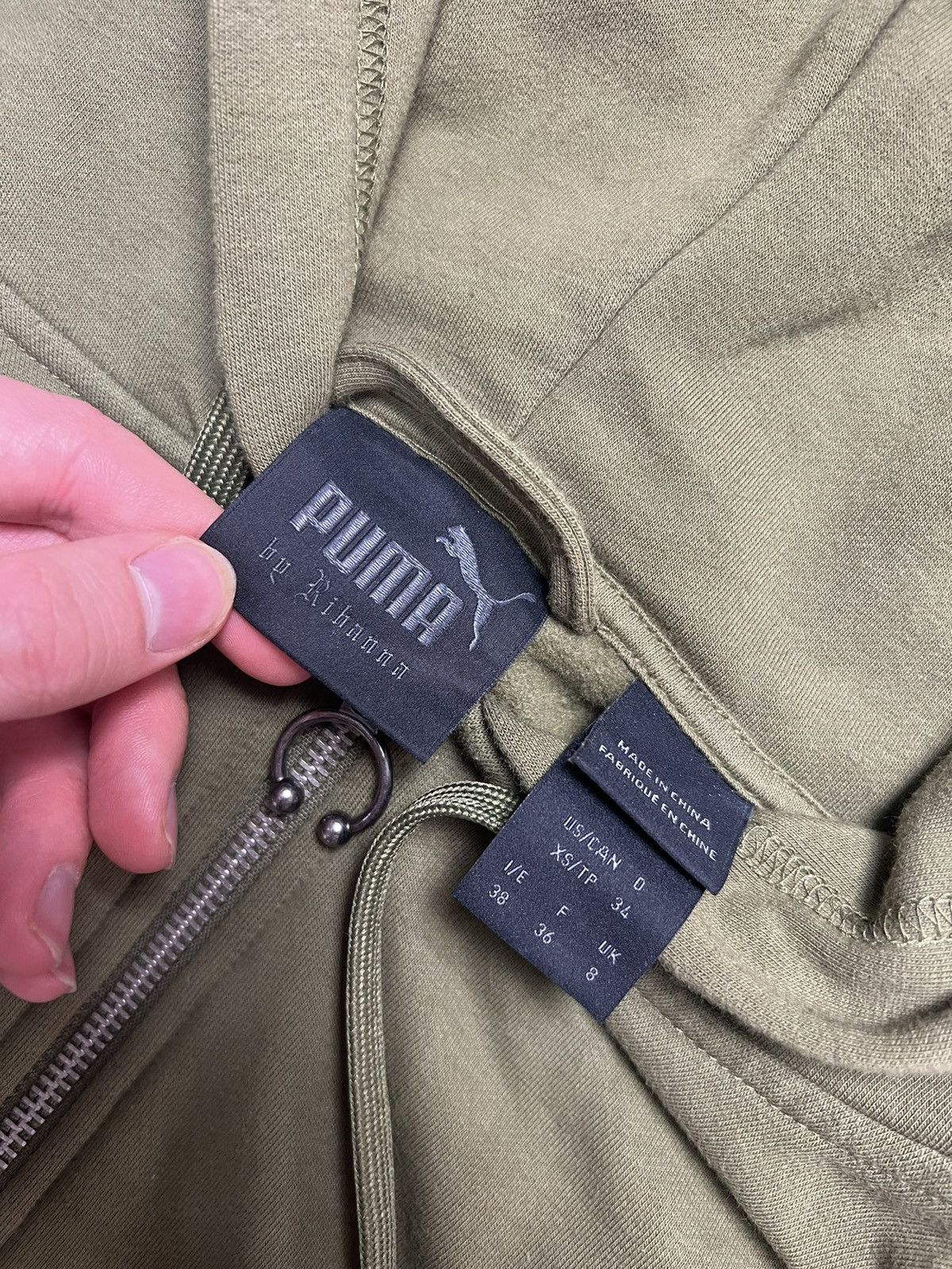 Fenty × Puma Puma Fenty By Rihanna Fleece Hoody With Harness Green Womens Size ONE SIZE - 7 Thumbnail