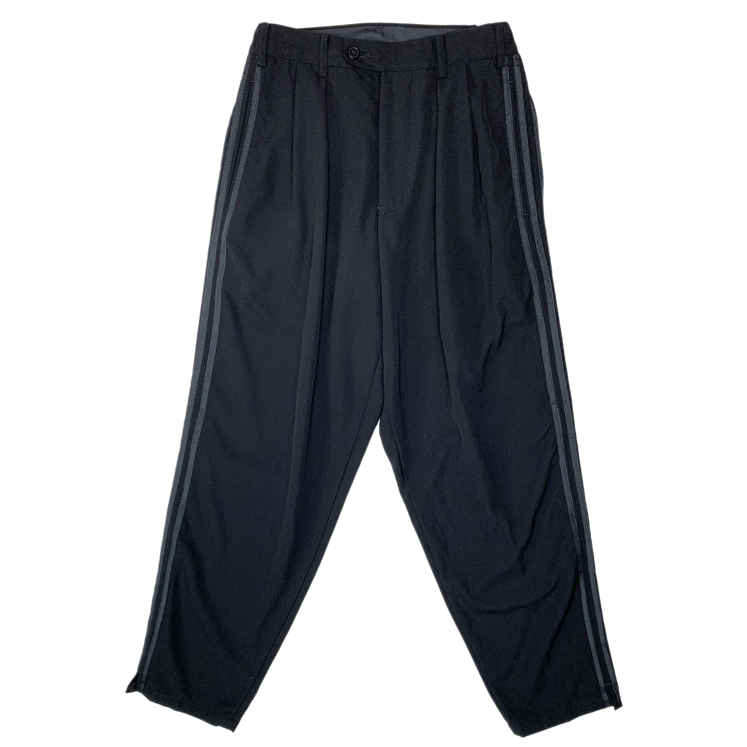 Adidas × Y's for Men × Yohji Yamamoto AW89 Black-on-Black Adidas 3-Stripes Wool Pants Size US 30 / EU 46 - 1 Thumbnail