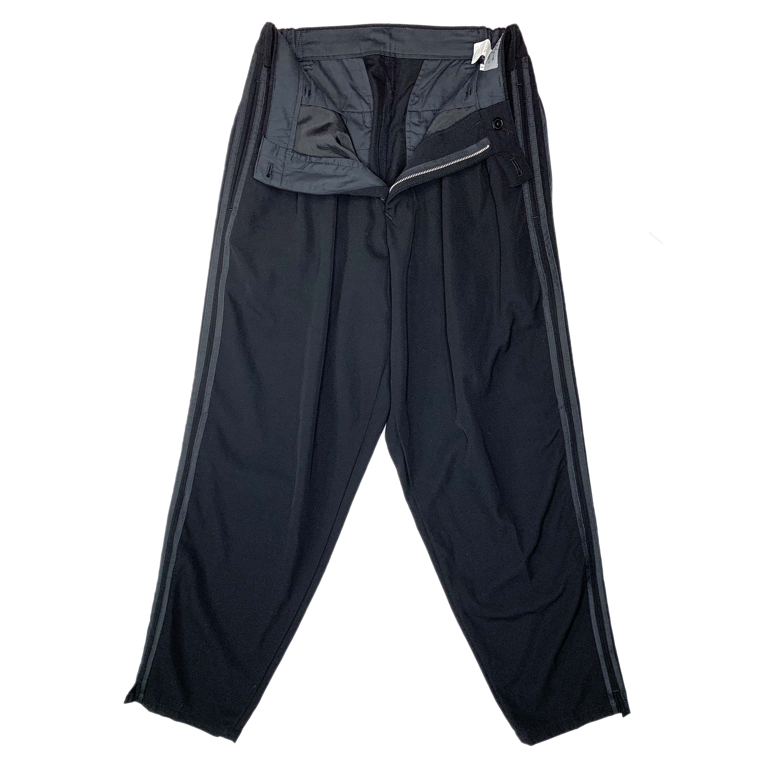Adidas × Y's for Men × Yohji Yamamoto AW89 Black-on-Black Adidas 3-Stripes Wool Pants Size US 30 / EU 46 - 2 Thumbnail