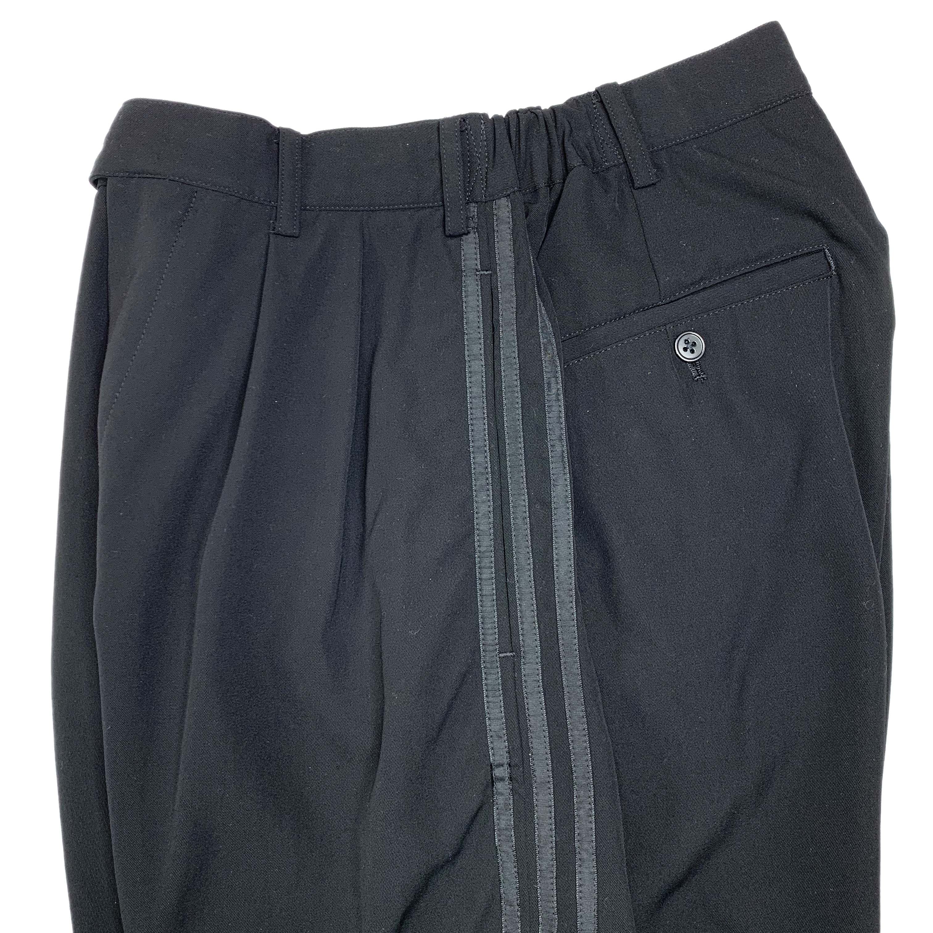 Adidas × Y's for Men × Yohji Yamamoto AW89 Black-on-Black Adidas 3-Stripes Wool Pants Size US 30 / EU 46 - 4 Thumbnail