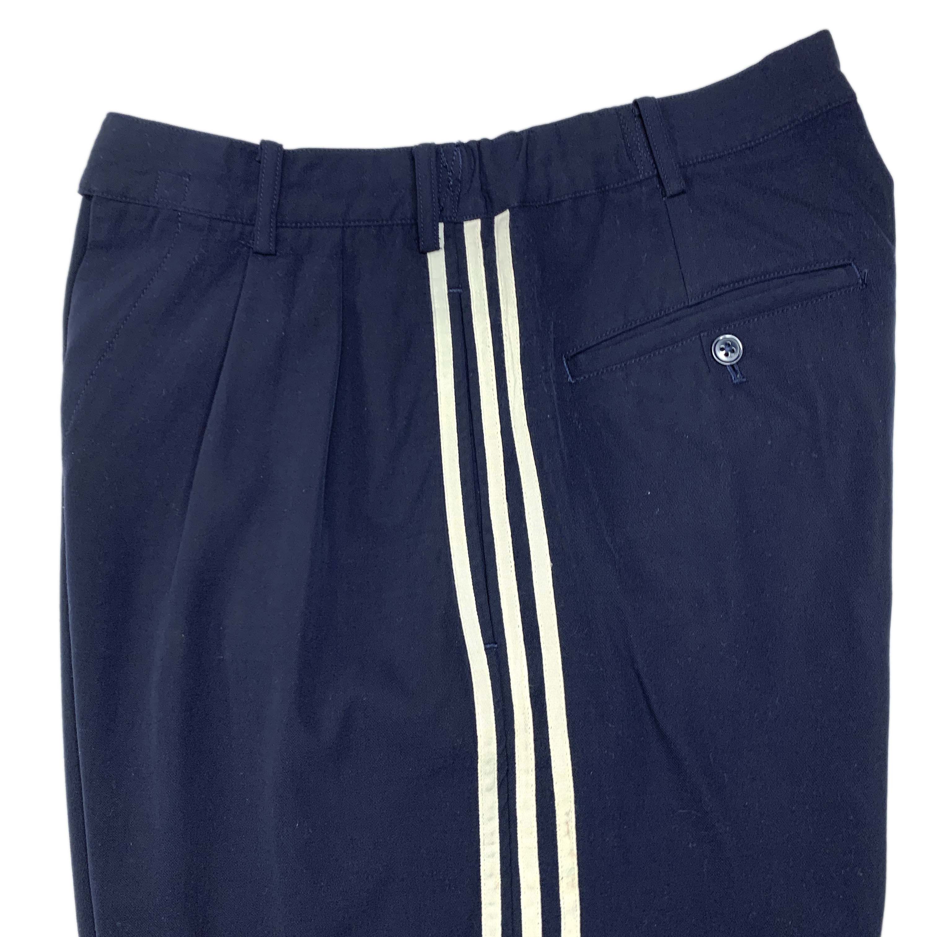 Adidas × Y's for Men × Yohji Yamamoto AW89 White-on-Navy Adidas 3-Stripes Wool Pants Size US 30 / EU 46 - 4 Thumbnail