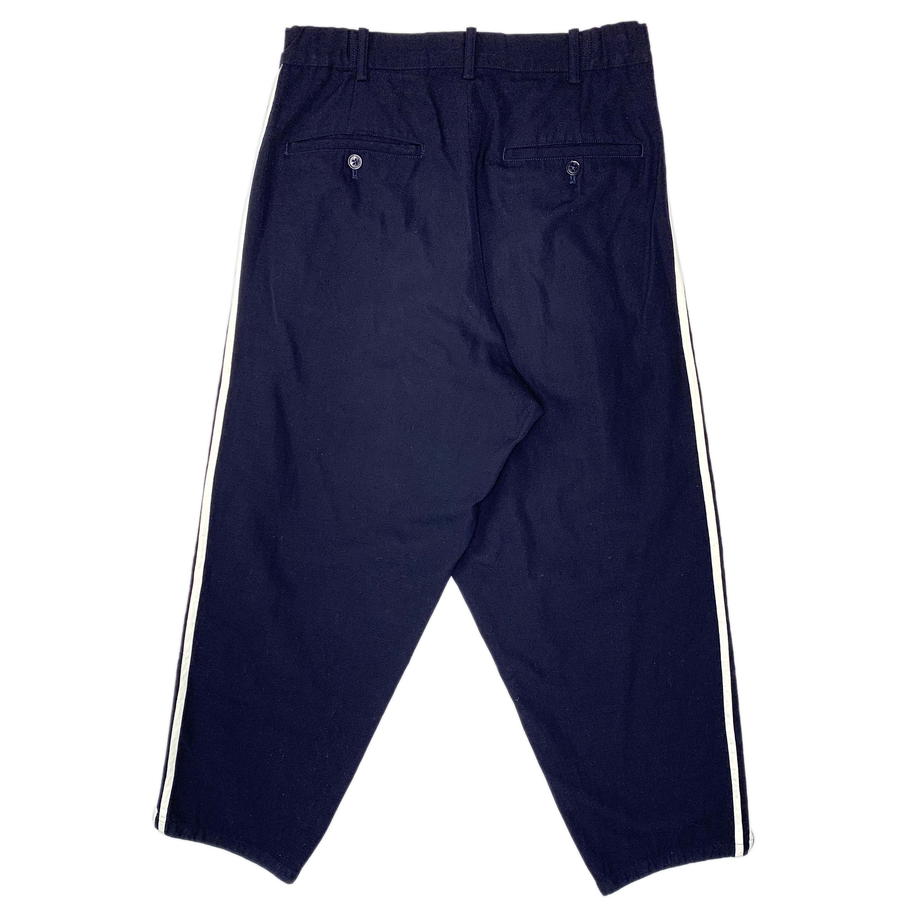 Adidas × Y's for Men × Yohji Yamamoto AW89 White-on-Navy Adidas 3-Stripes Wool Pants Size US 30 / EU 46 - 3 Thumbnail