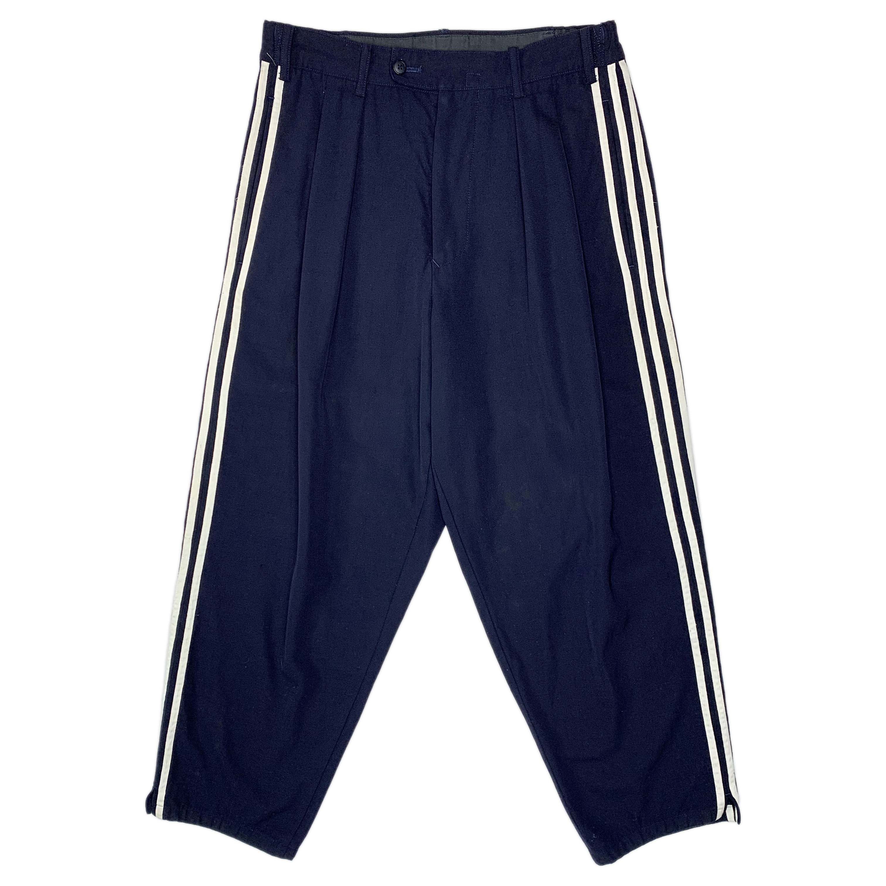 Adidas × Y's for Men × Yohji Yamamoto AW89 White-on-Navy Adidas 3-Stripes Wool Pants Size US 30 / EU 46 - 1 Thumbnail