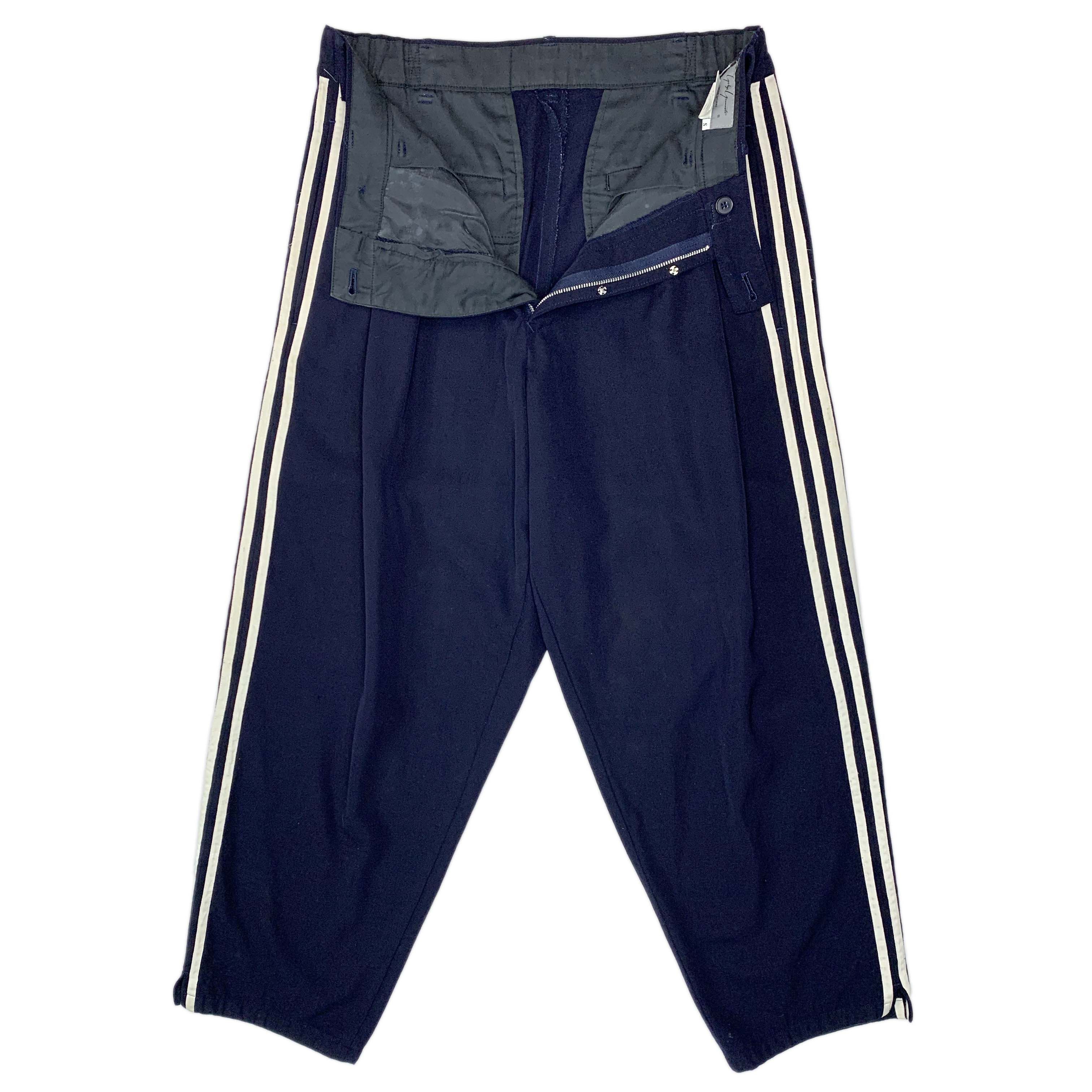 Adidas × Y's for Men × Yohji Yamamoto AW89 White-on-Navy Adidas 3-Stripes Wool Pants Size US 30 / EU 46 - 2 Thumbnail