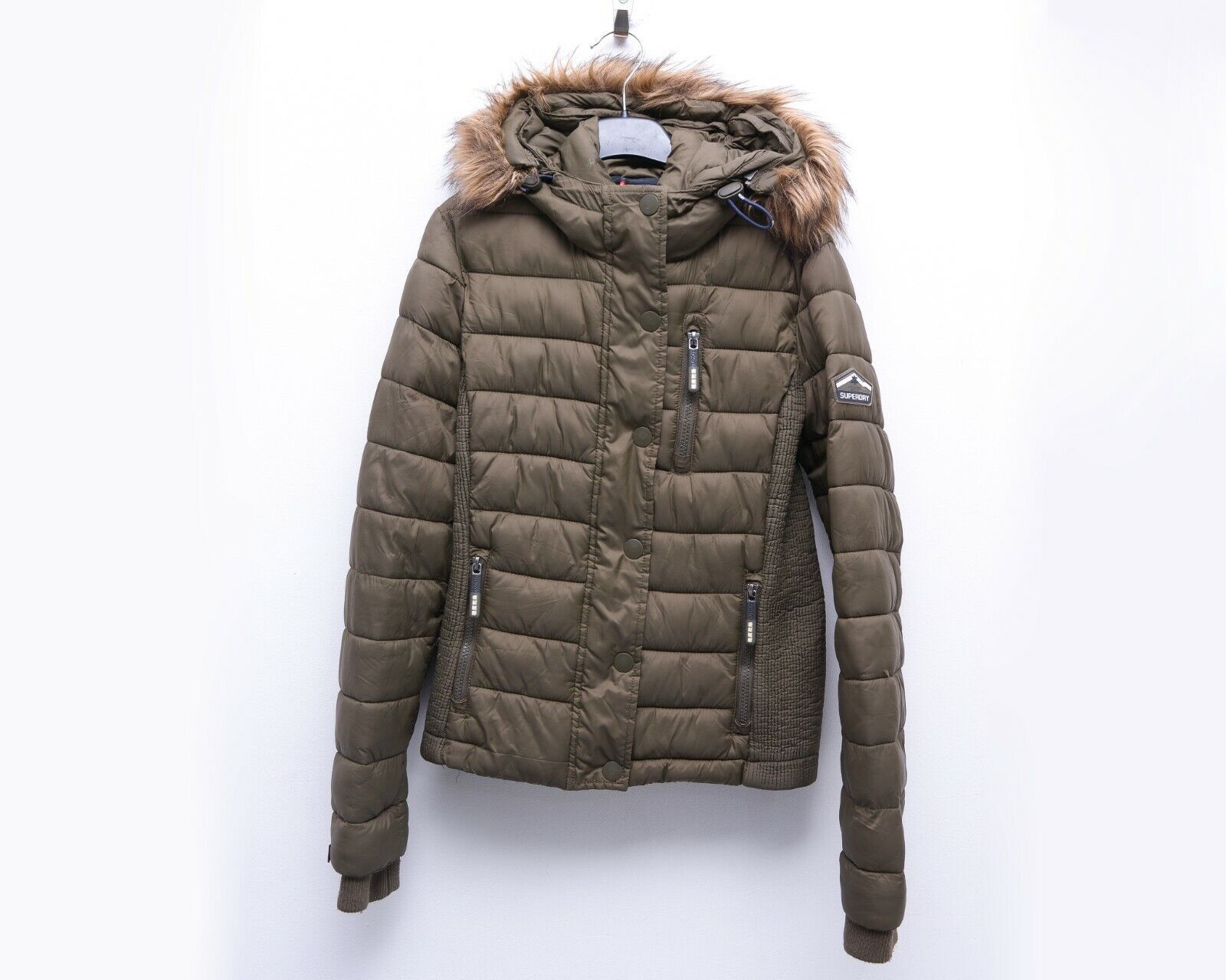 Superdry Fuji Puffer Jacket Women Coat Hooded Padded Zip Up Outerwear Size S / US 4 / IT 40 - 1 Thumbnail