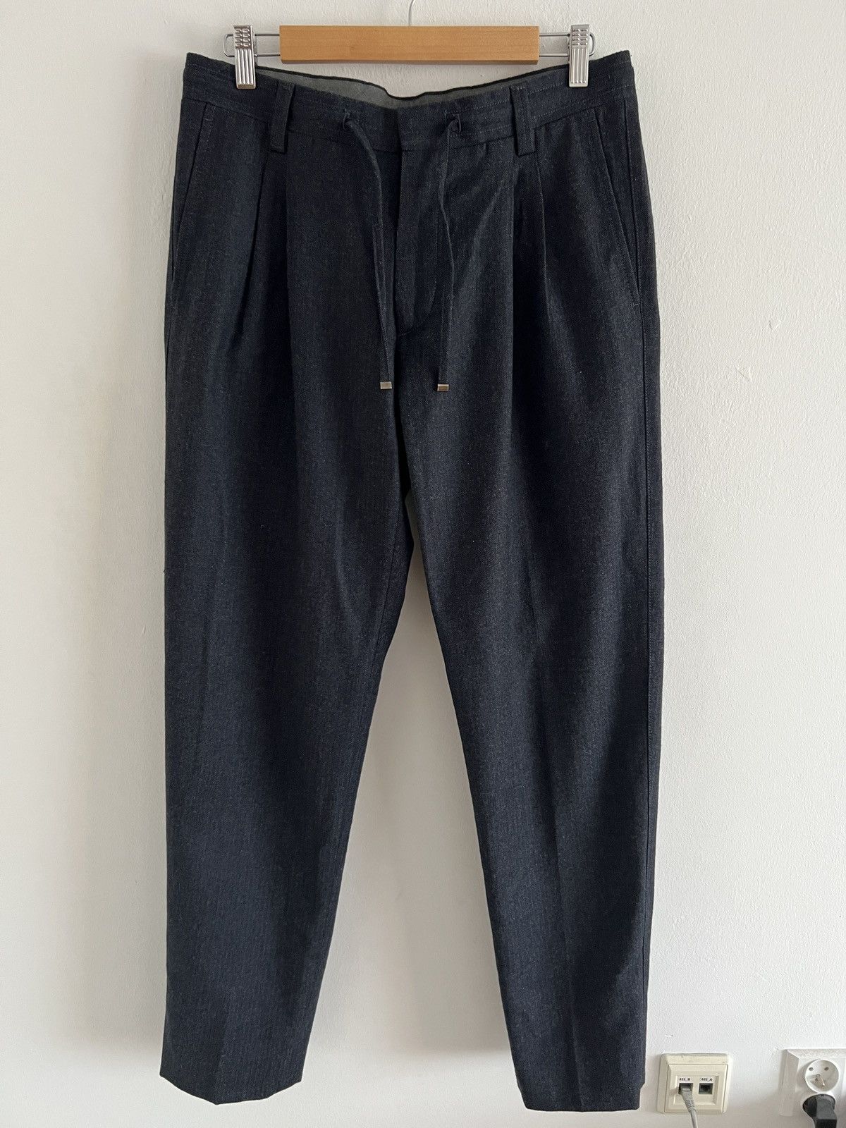 image of Corneliani Grey Wool Trousers, Men's (Size 32)