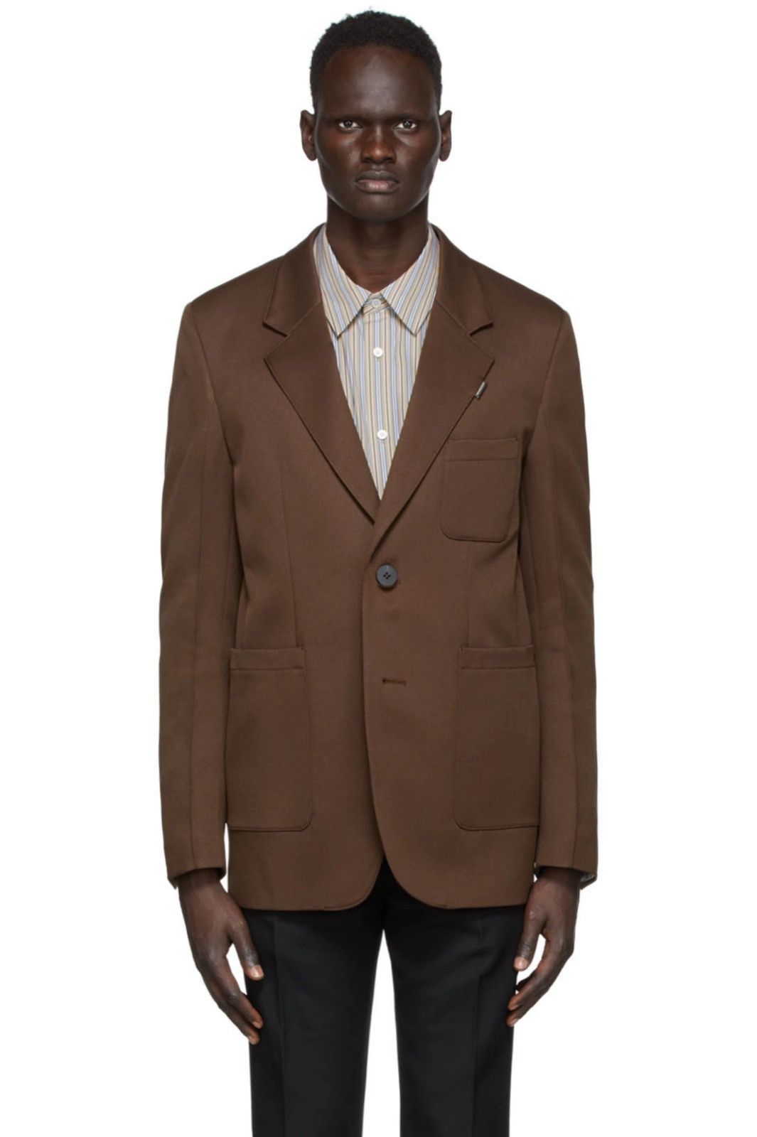 Wooyoungmi NEW sz50 Brown Mud Logo Oversized Two-Button Blazer Jacket Size US M / EU 48-50 / 2 - 2 Thumbnail