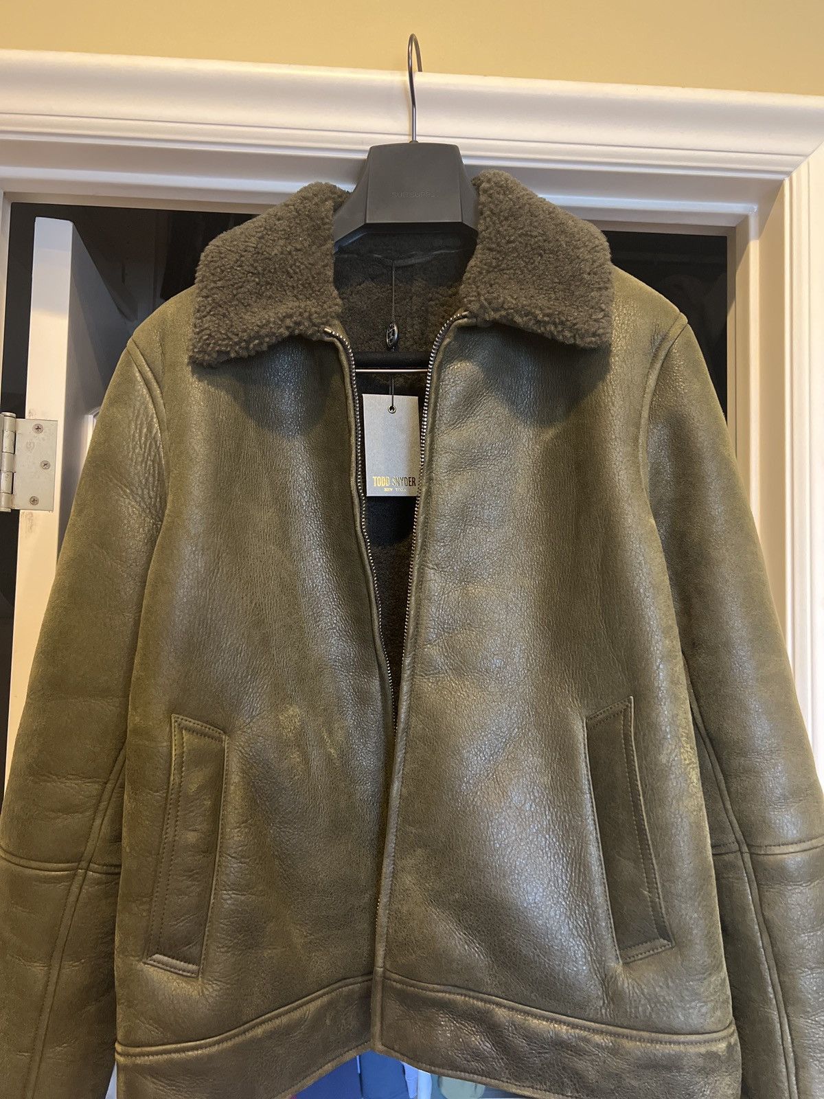 Todd Snyder Olive Shearing Aviator jacket Size US L / EU 52-54 / 3 - 1 Thumbnail