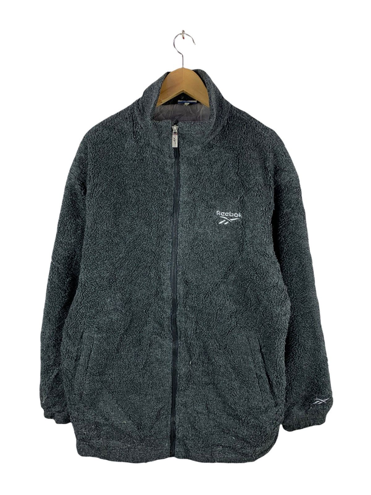 Reebok Vintage Reebok Fleece Wool Zipper Jacket Size US L / EU 52-54 / 3 - 1 Thumbnail