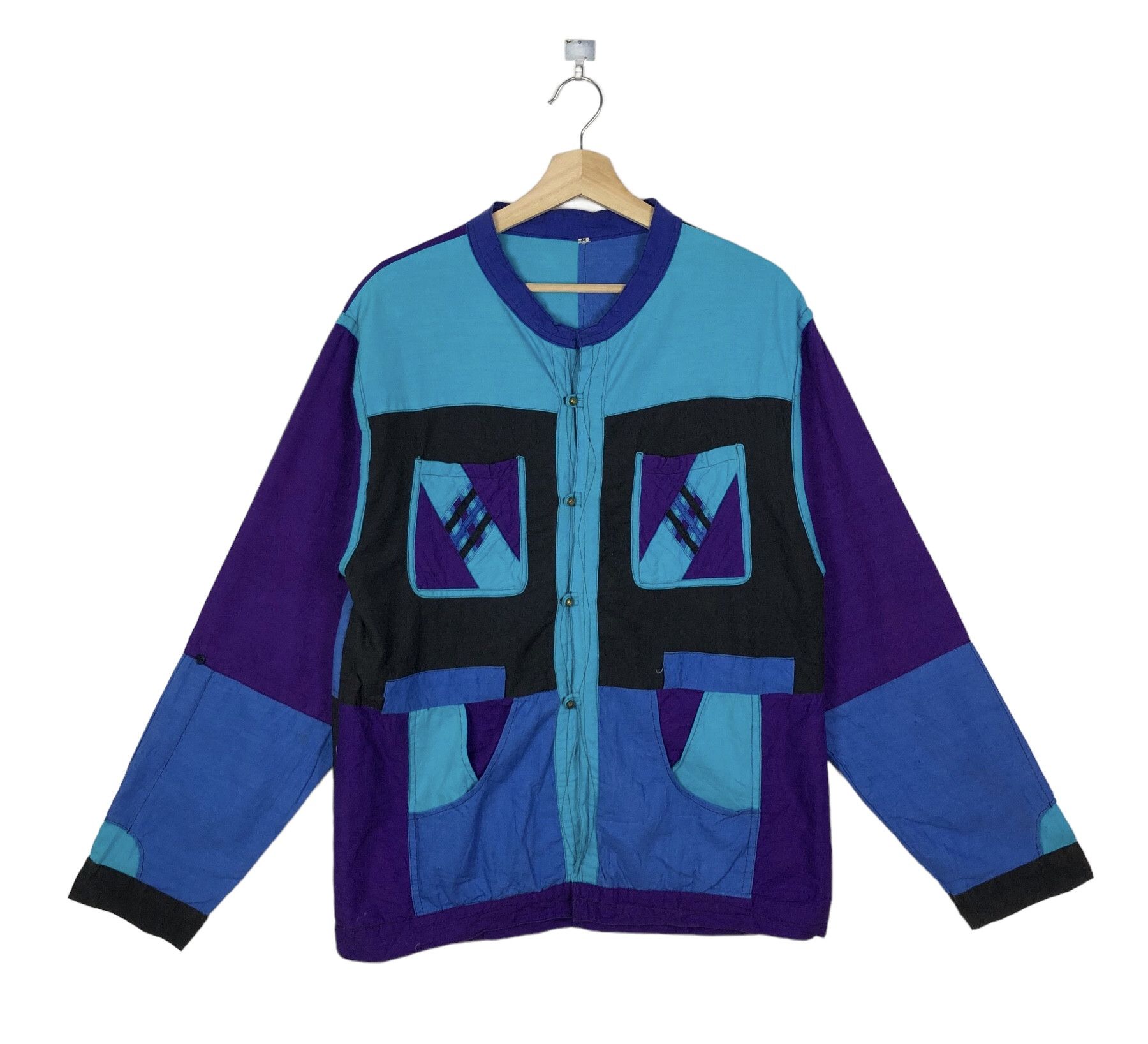Japanese Brand VINTAGE 80’S COLOURBLOCKS LIGHT JACKET Size US M / EU 48-50 / 2 - 2 Thumbnail