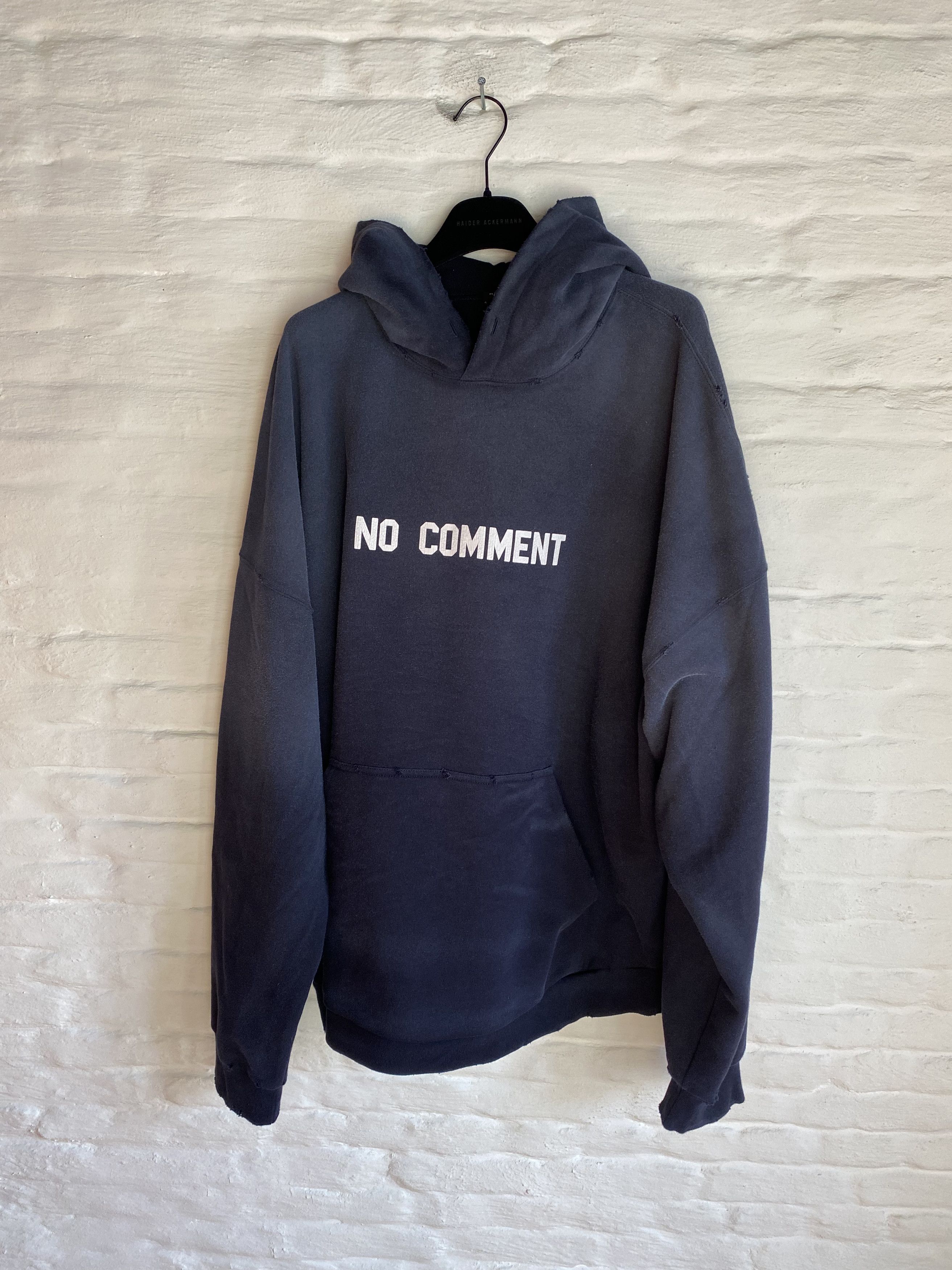 Balenciaga SOLD OUT NO COMMENT HOODIE WIDE FIT IN NAVY BLUE | Grailed