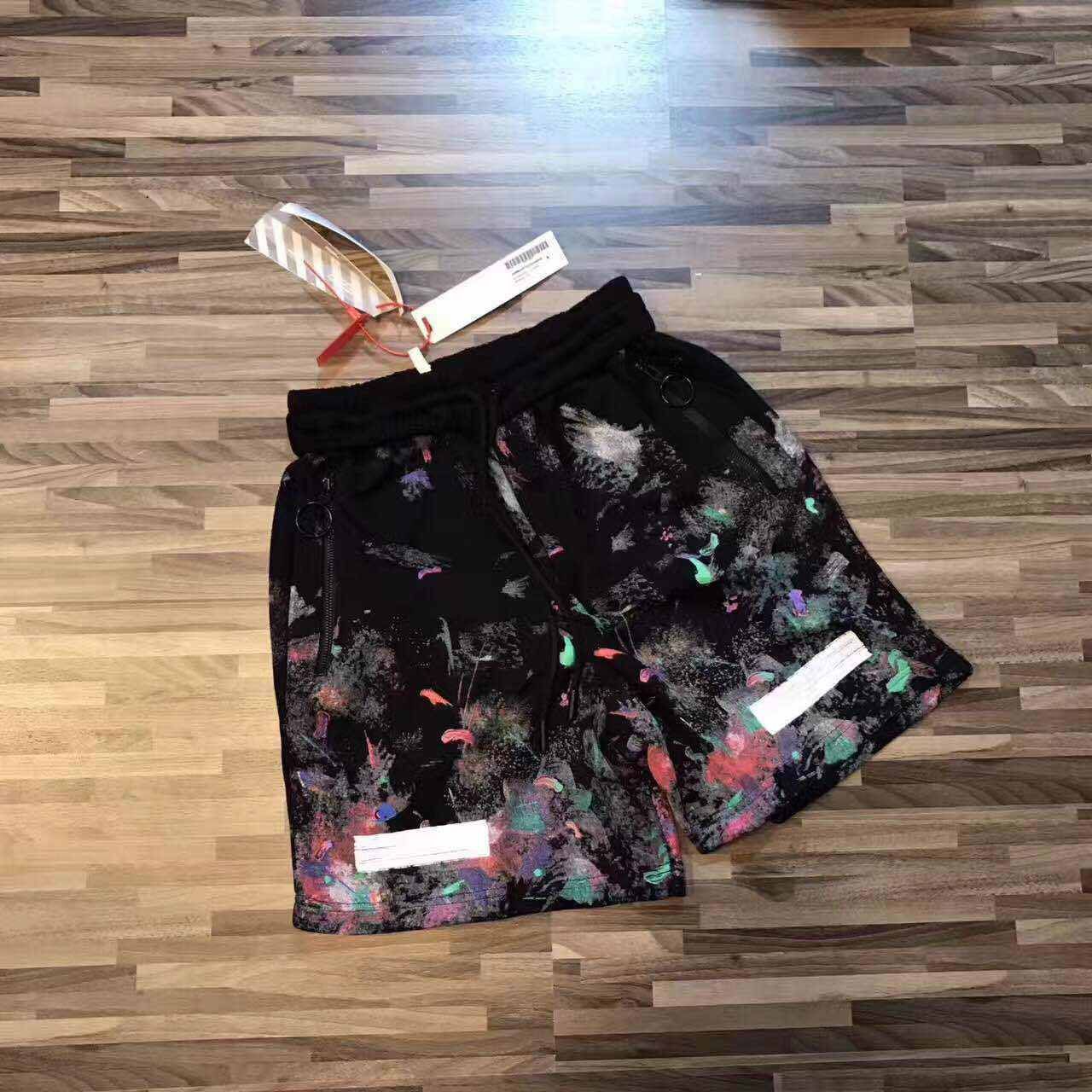 パンツ OFF-WHITE Galaxy Splash Print Shorts Off-White Splash Ink Pattern Printing Shorts Black
